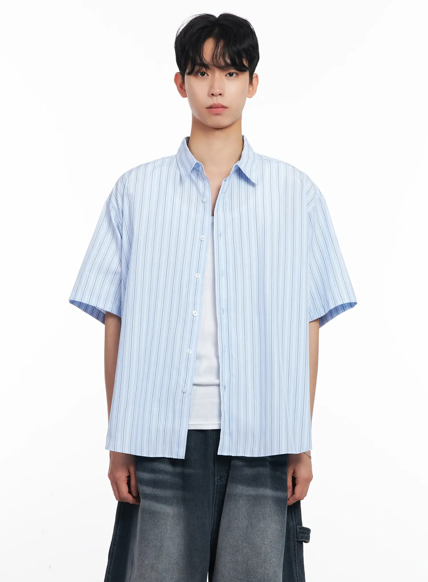Men's Striped Button-Up Shirt IL504 - Image 12
