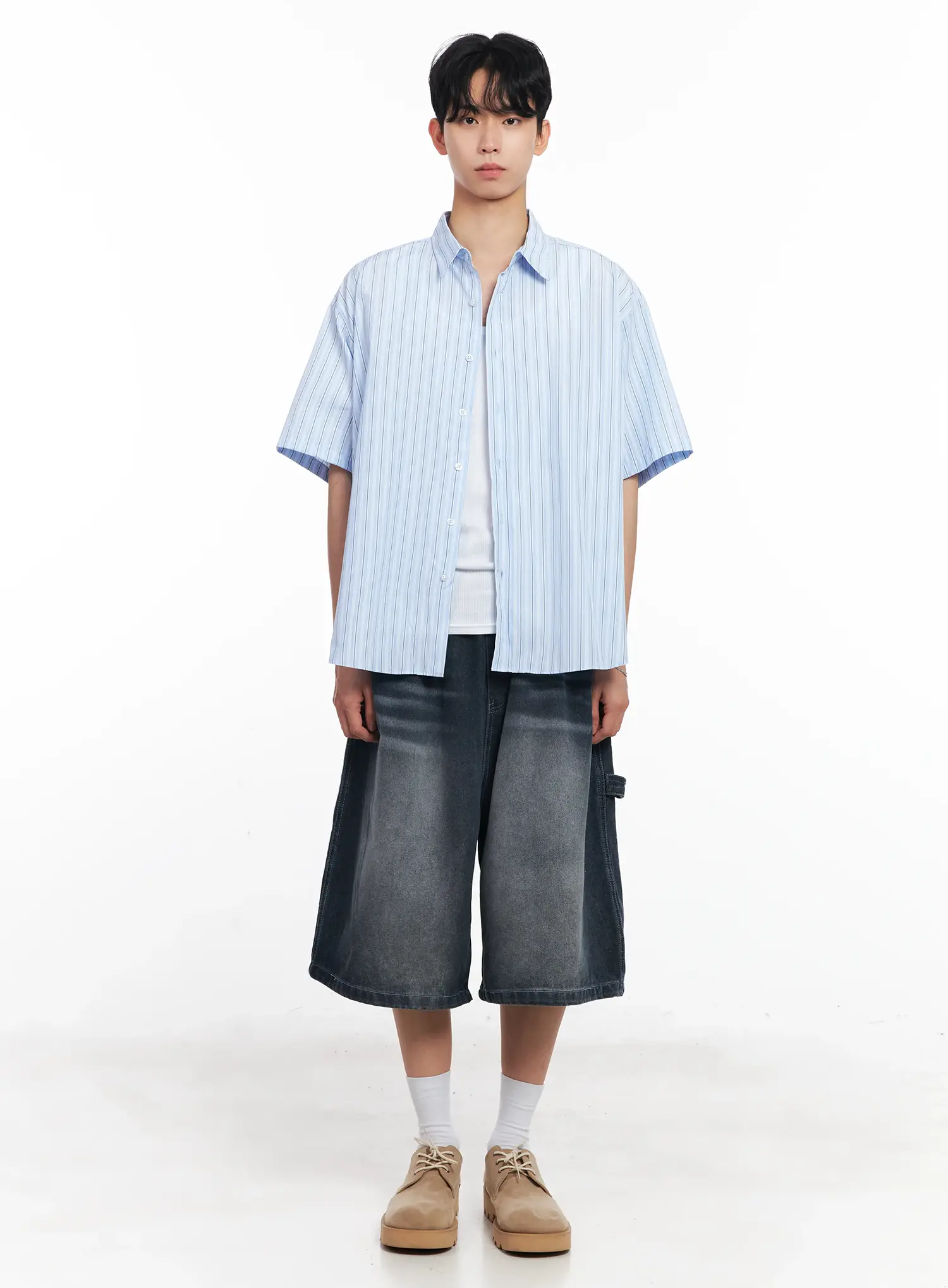 Men's Striped Button-Up Shirt IL504 - Image 3