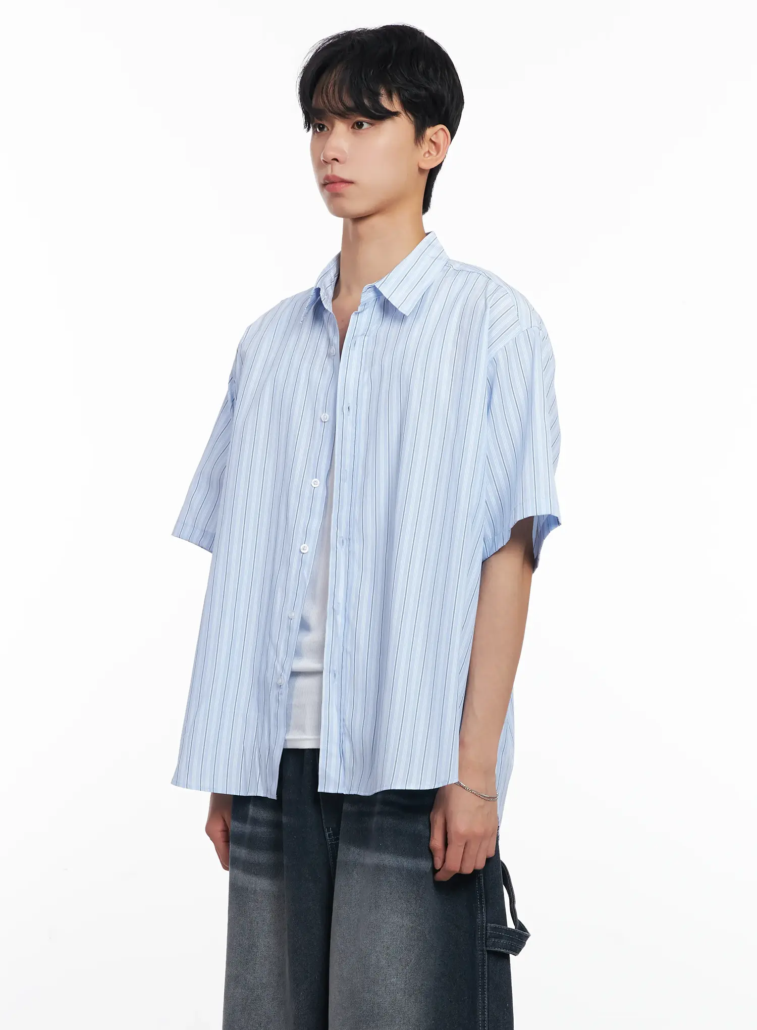 Men's Striped Button-Up Shirt IL504 - Image 4