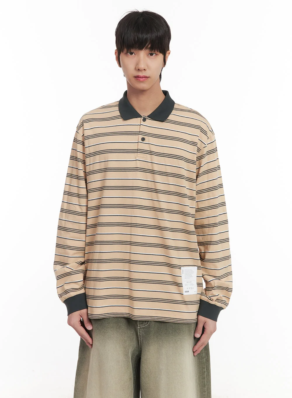 Men's Striped Collared Polo Shirt IM519 - Image 12