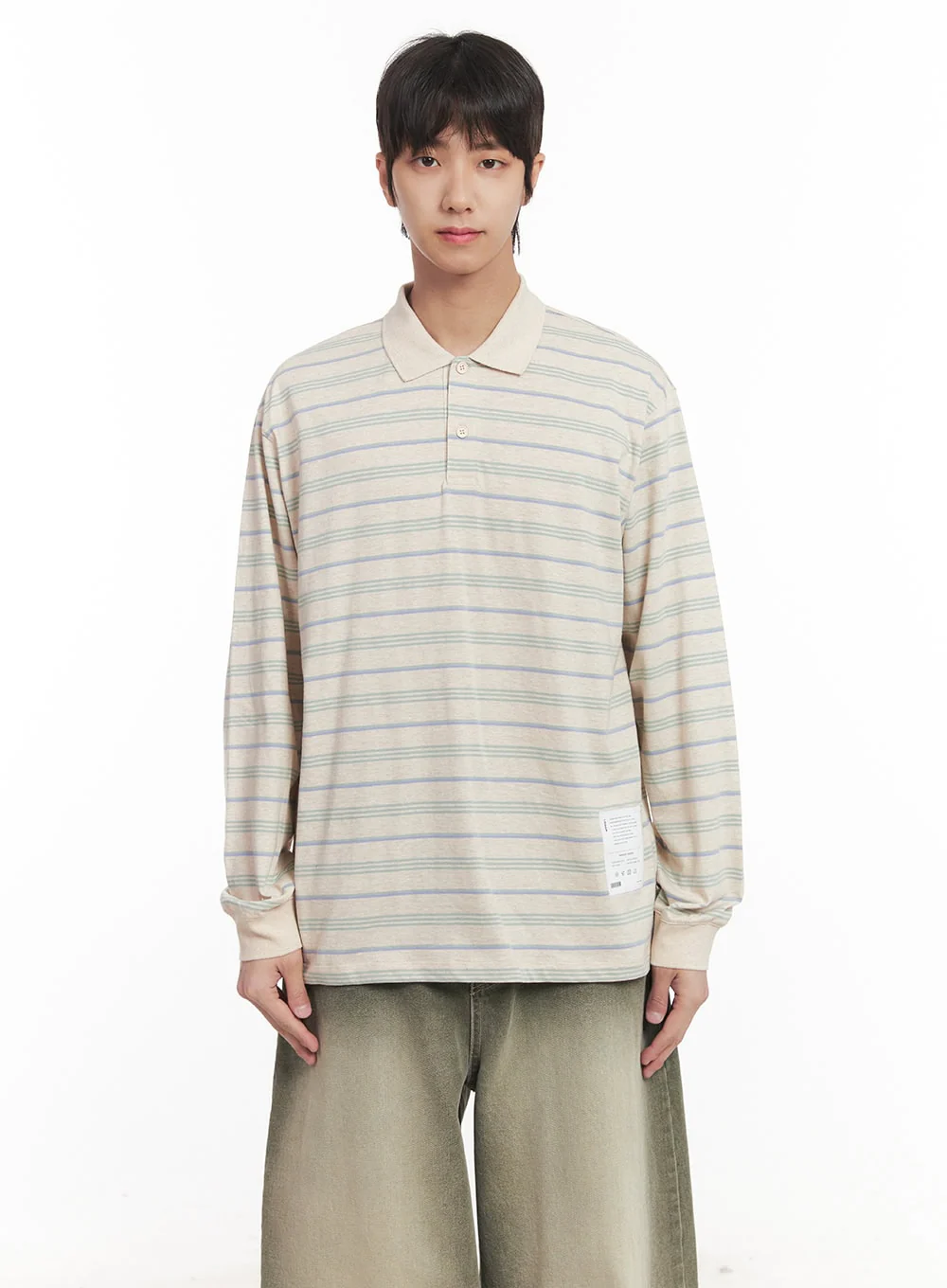 Men's Striped Collared Polo Shirt IM519 - Image 14