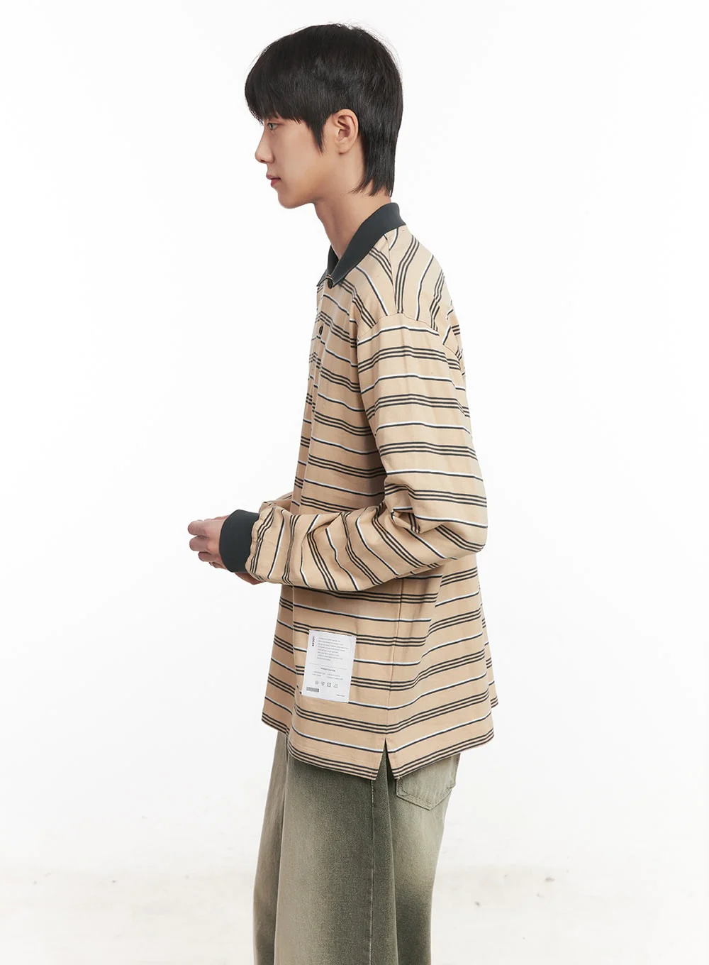Men's Striped Collared Polo Shirt IM519 - Image 6