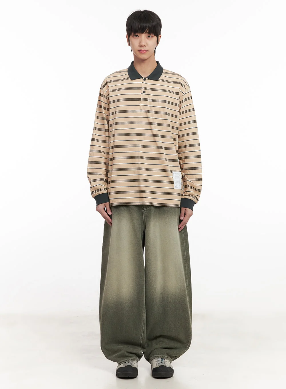 Men's Striped Collared Polo Shirt IM519 - Image 8