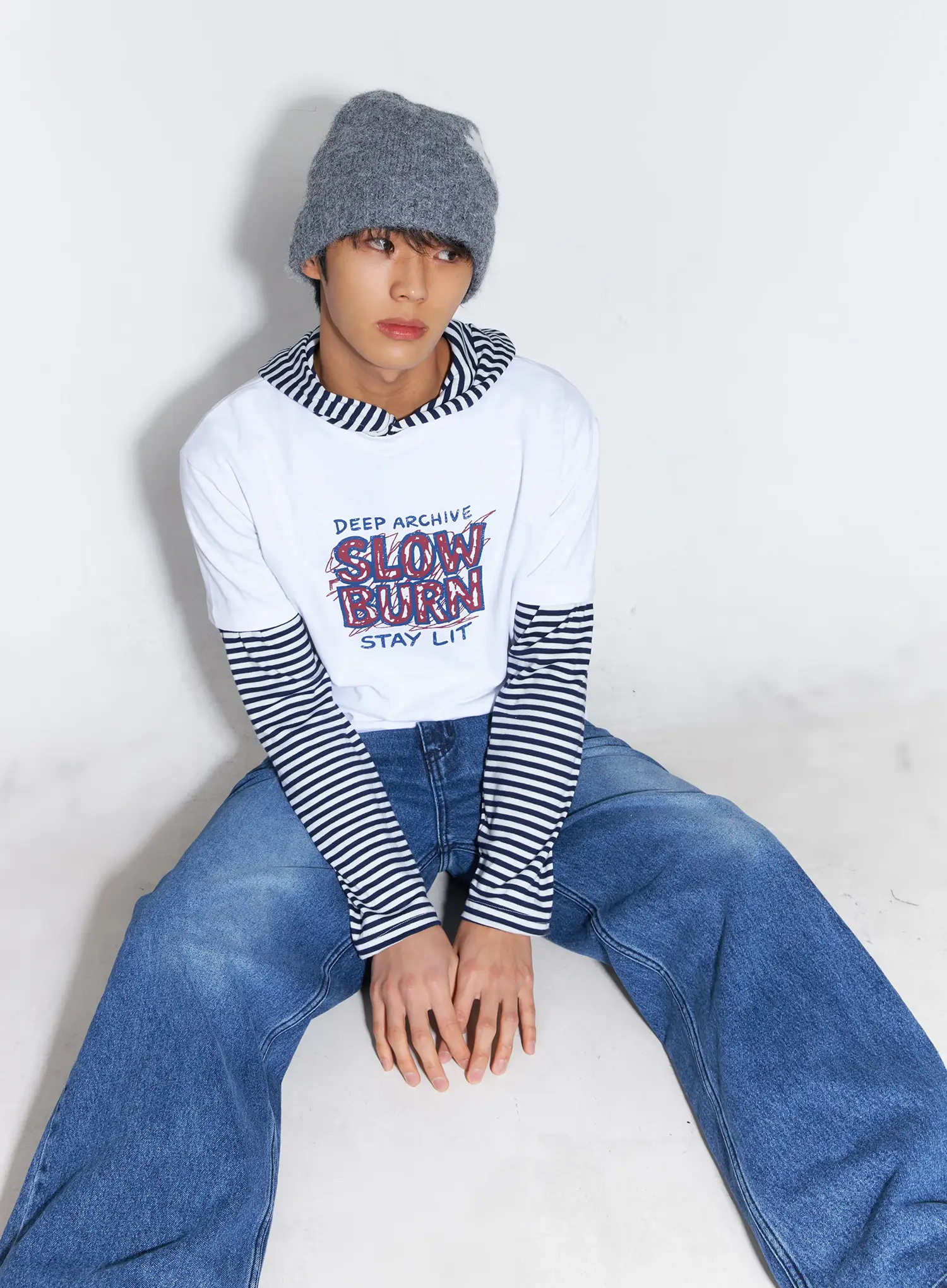 Men's Striped Henley Neck Long Sleeve IF506 - Image 2