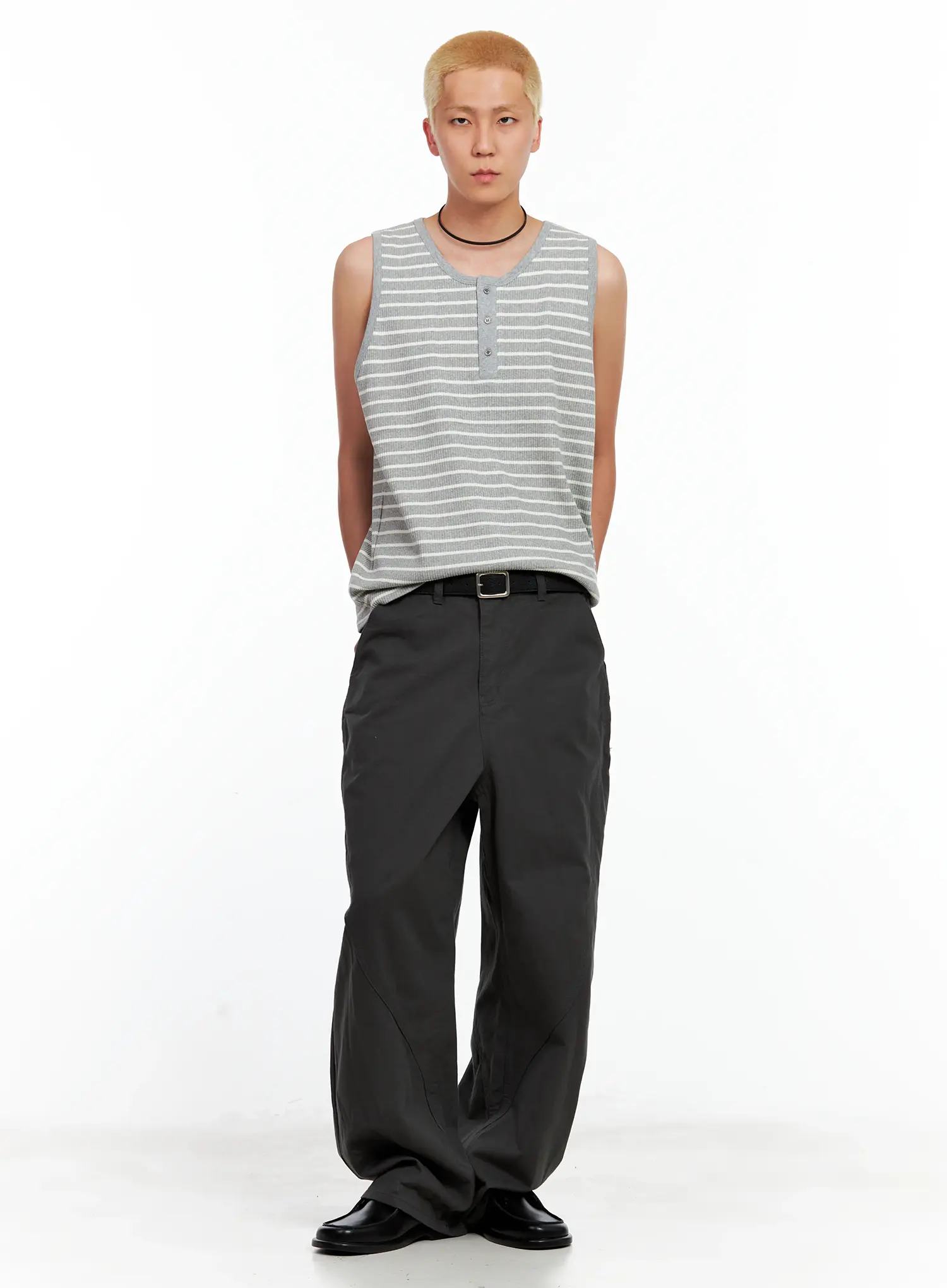 Men's Striped Henley Tank Top IL511 - Image 13