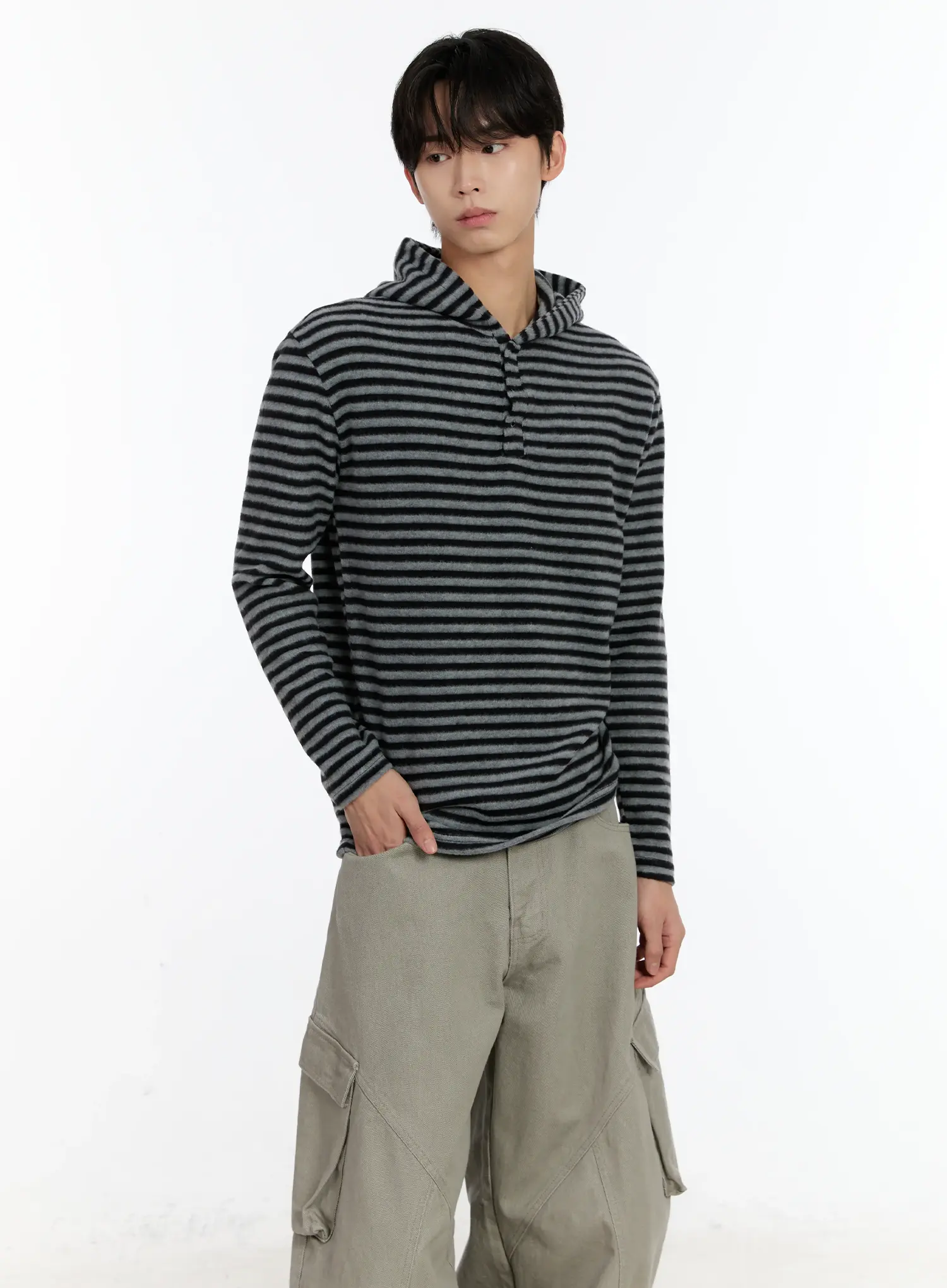 Men's Striped Layered Hoodie ID502