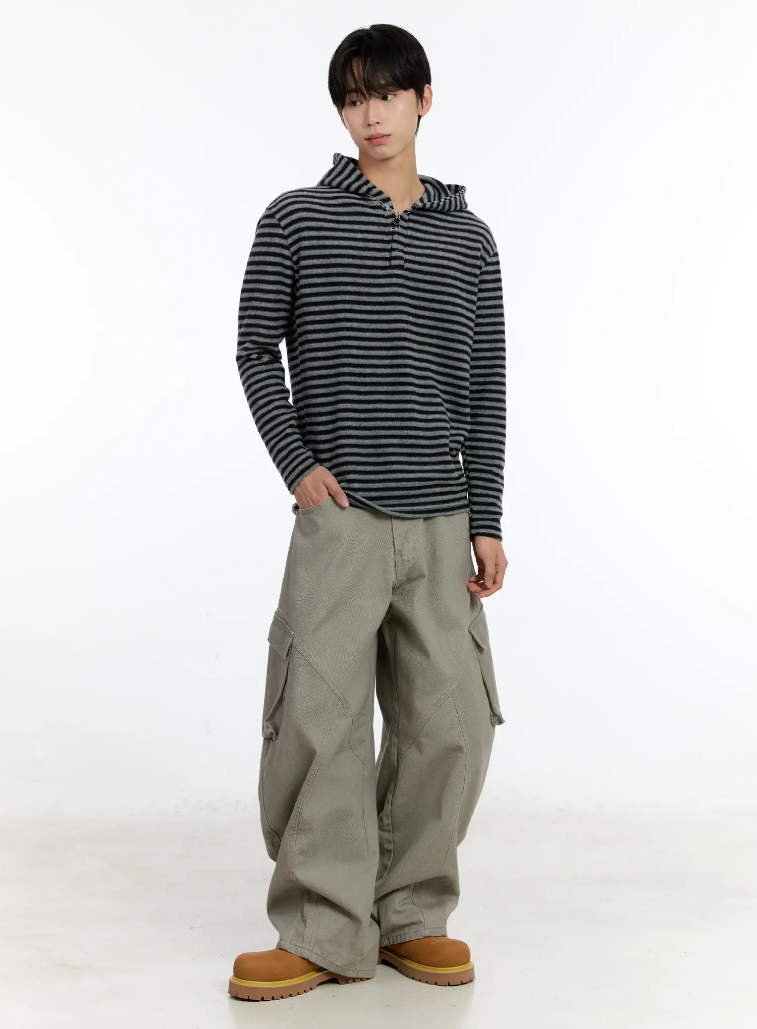 Men's Striped Layered Hoodie ID502 - Image 2