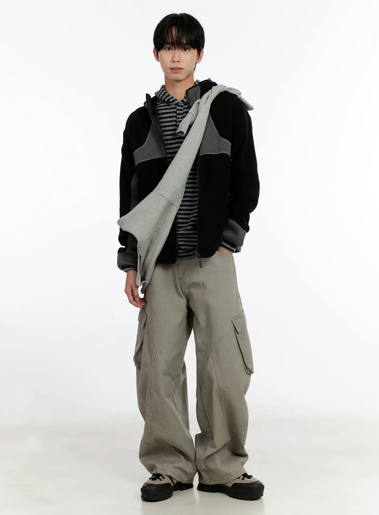 Men's Striped Layered Hoodie ID502 - Image 9