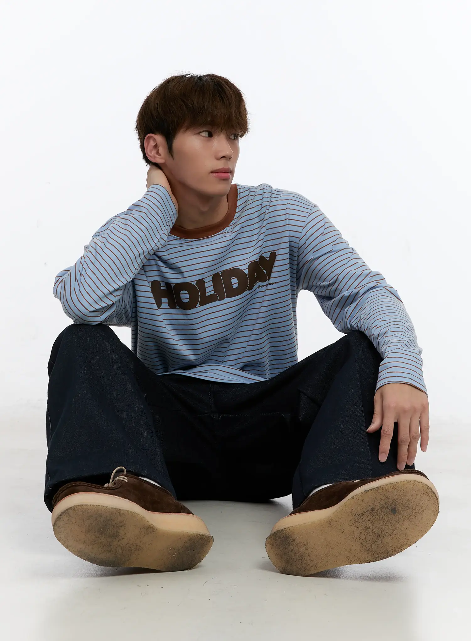 Men's Striped Lettering Long Sleeve Tee IN512 - Image 10