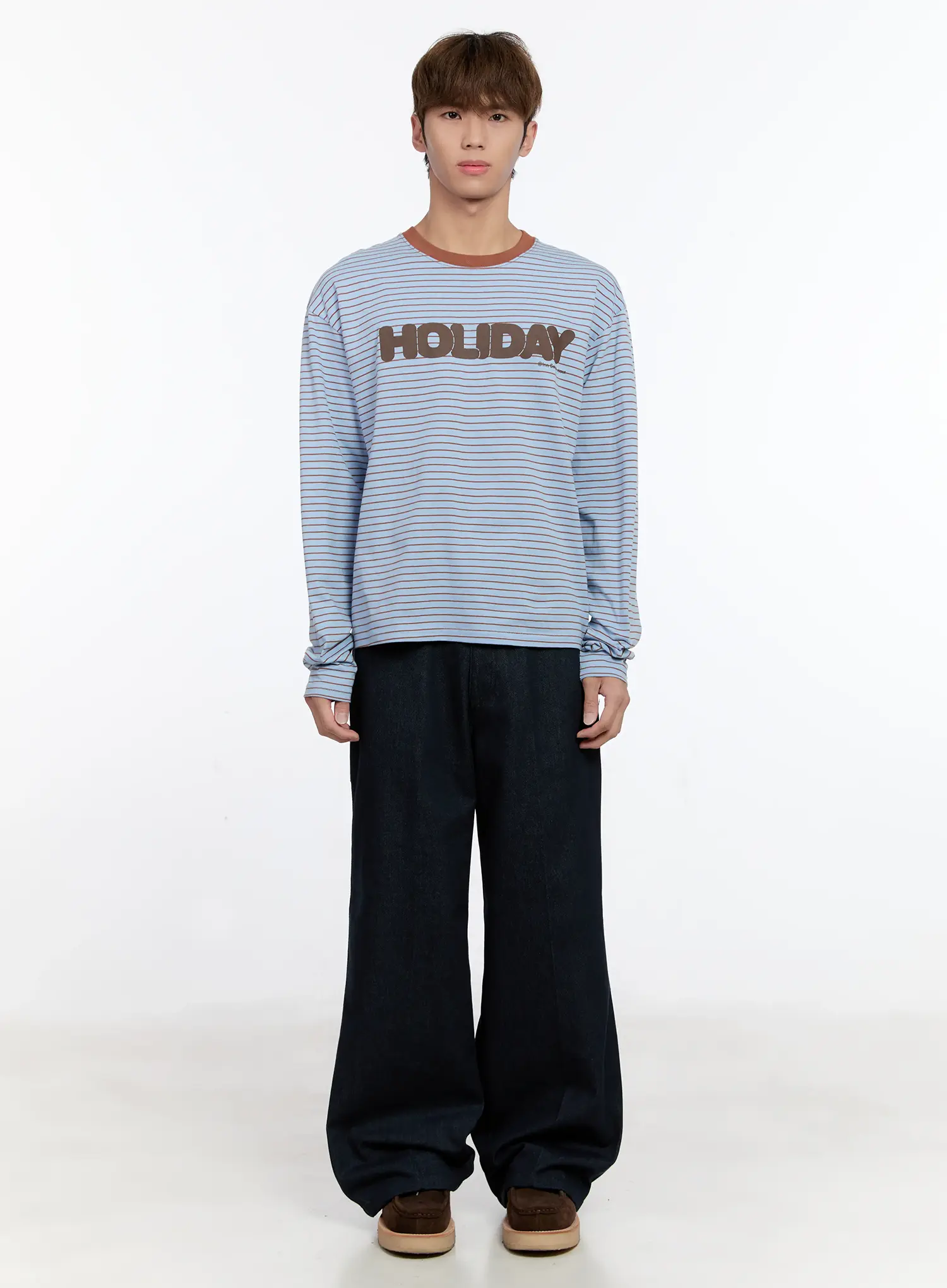 Men's Striped Lettering Long Sleeve Tee IN512 - Image 3