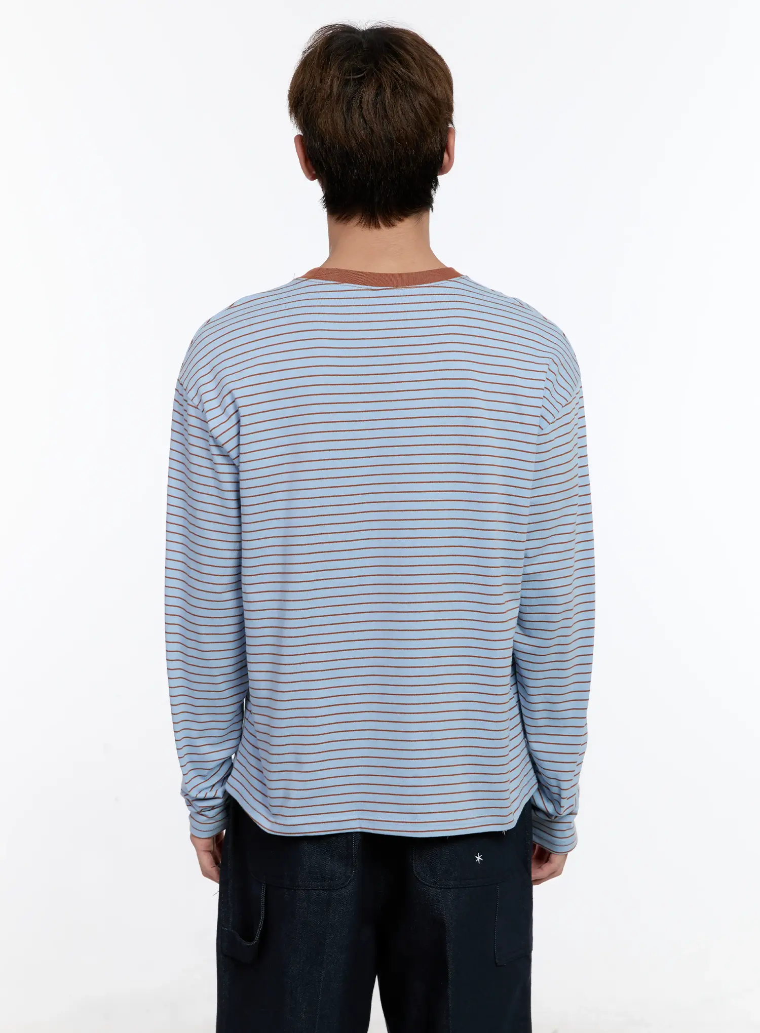 Men's Striped Lettering Long Sleeve Tee IN512 - Image 5