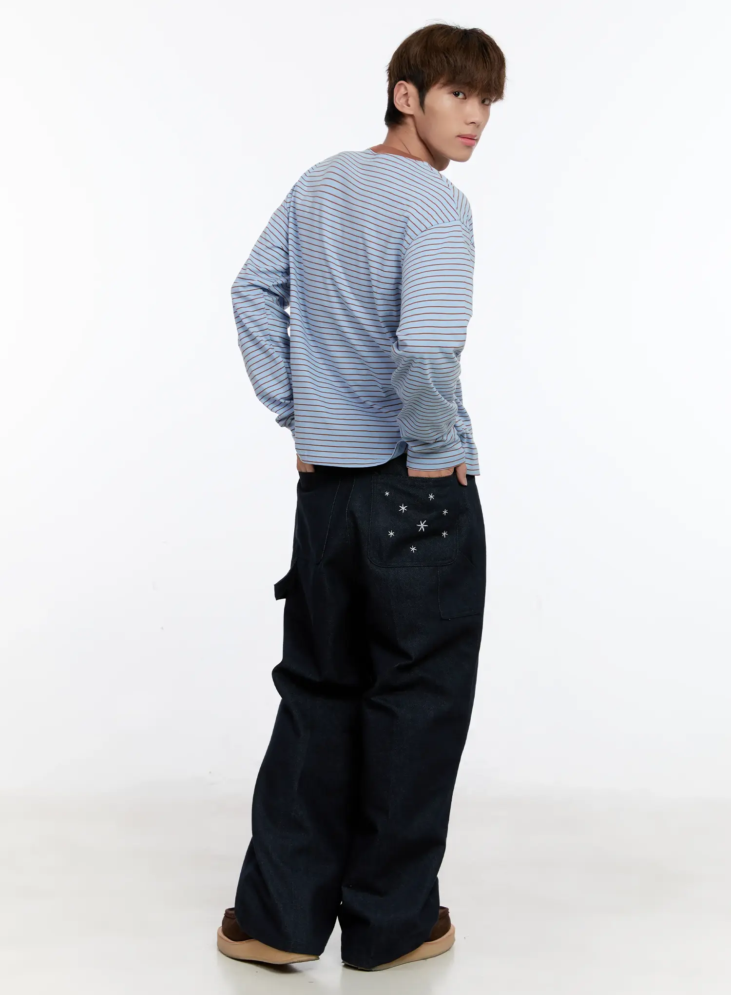Men's Striped Lettering Long Sleeve Tee IN512 - Image 9