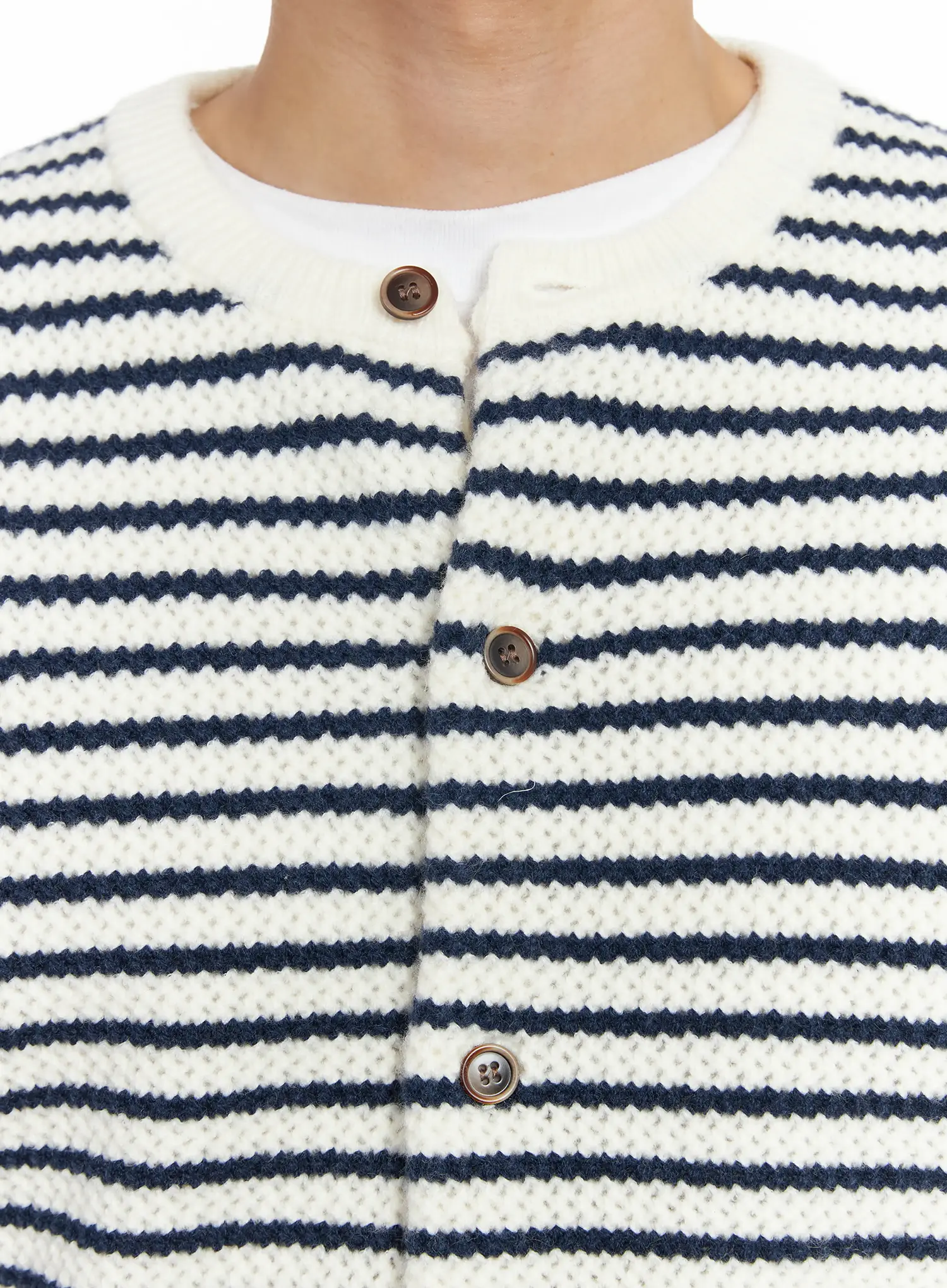 Men's Striped Waffle Knit Cardigan IF517 - Image 9