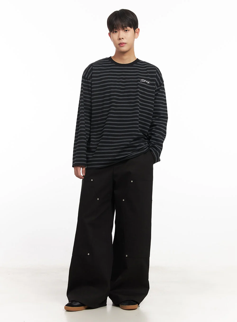 Men's Stud Cotton Wide-Leg Pants IM528 - Image 13