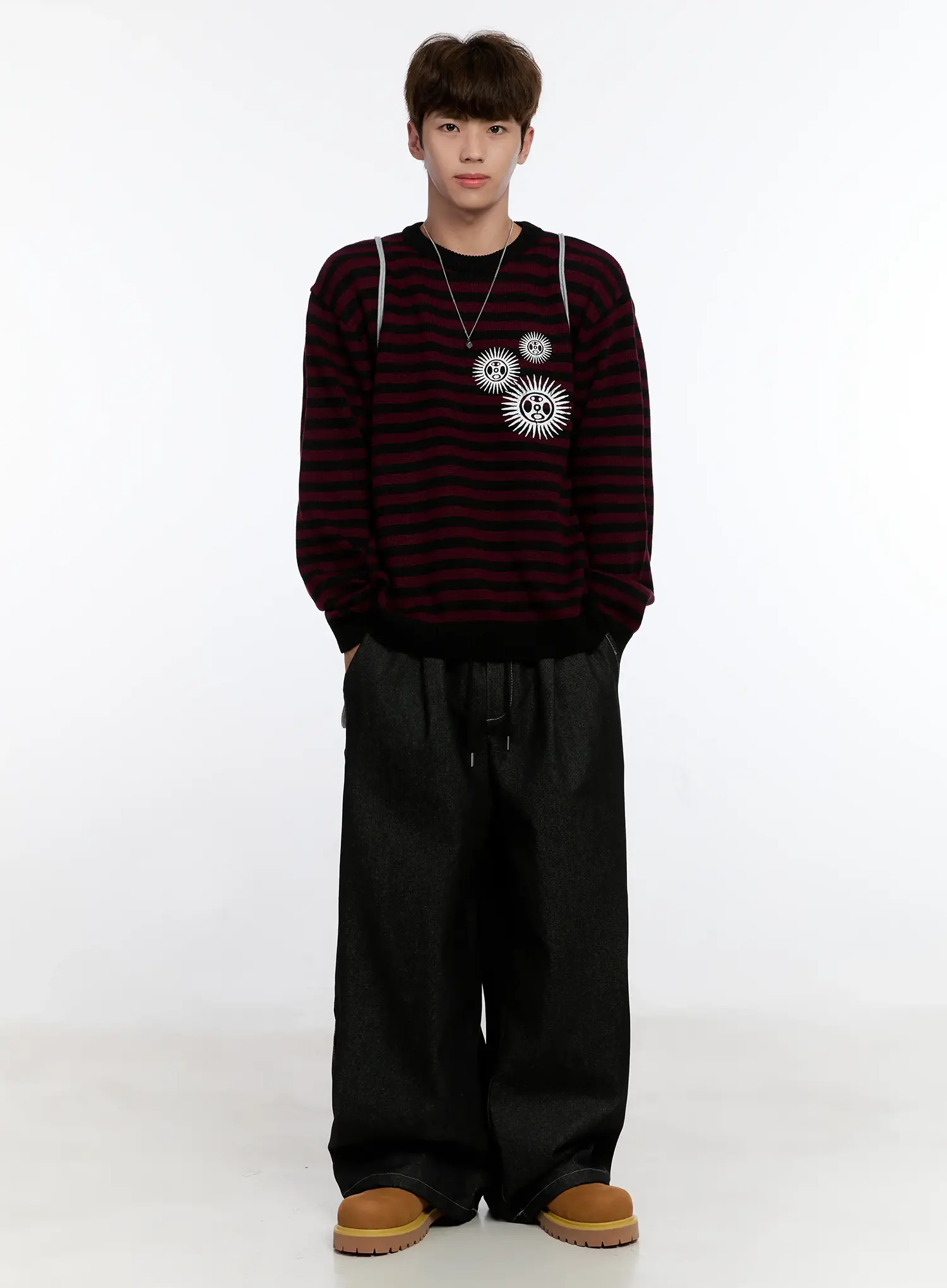 Men's Sunburst Striped Knit Sweater IS529 - Image 11