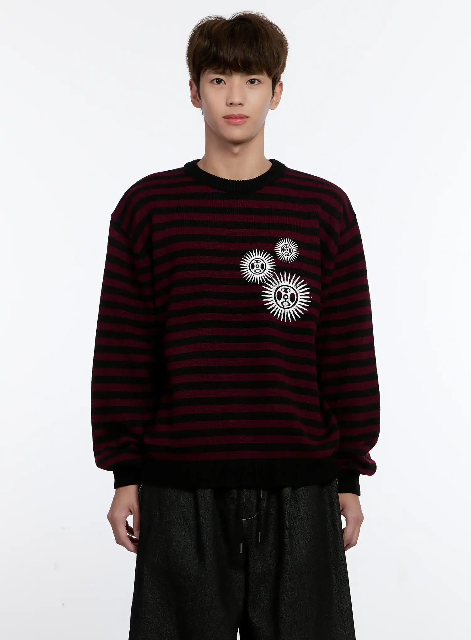 Men's Sunburst Striped Knit Sweater IS529 - Image 12