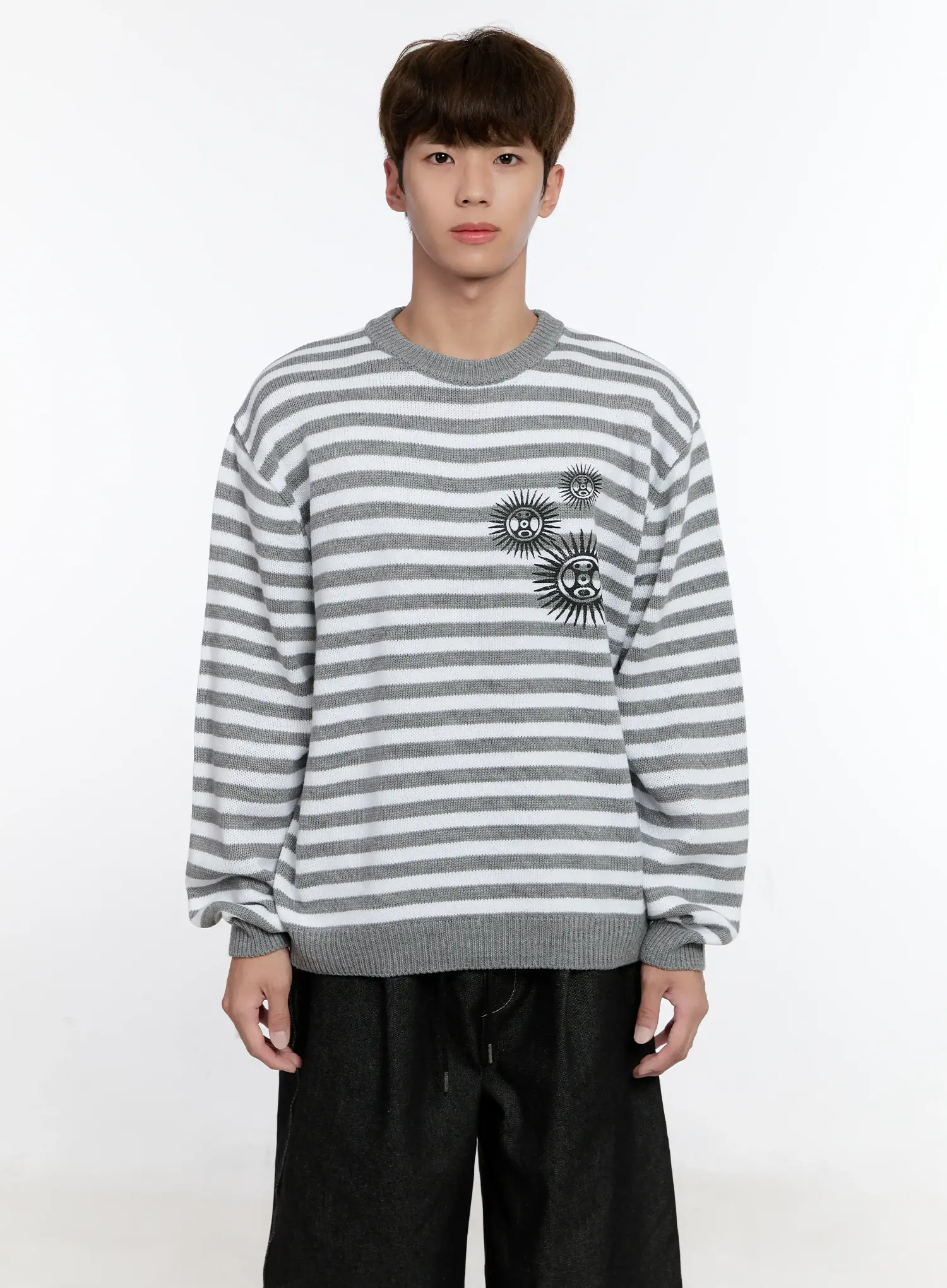 Men's Sunburst Striped Knit Sweater IS529 - Image 14