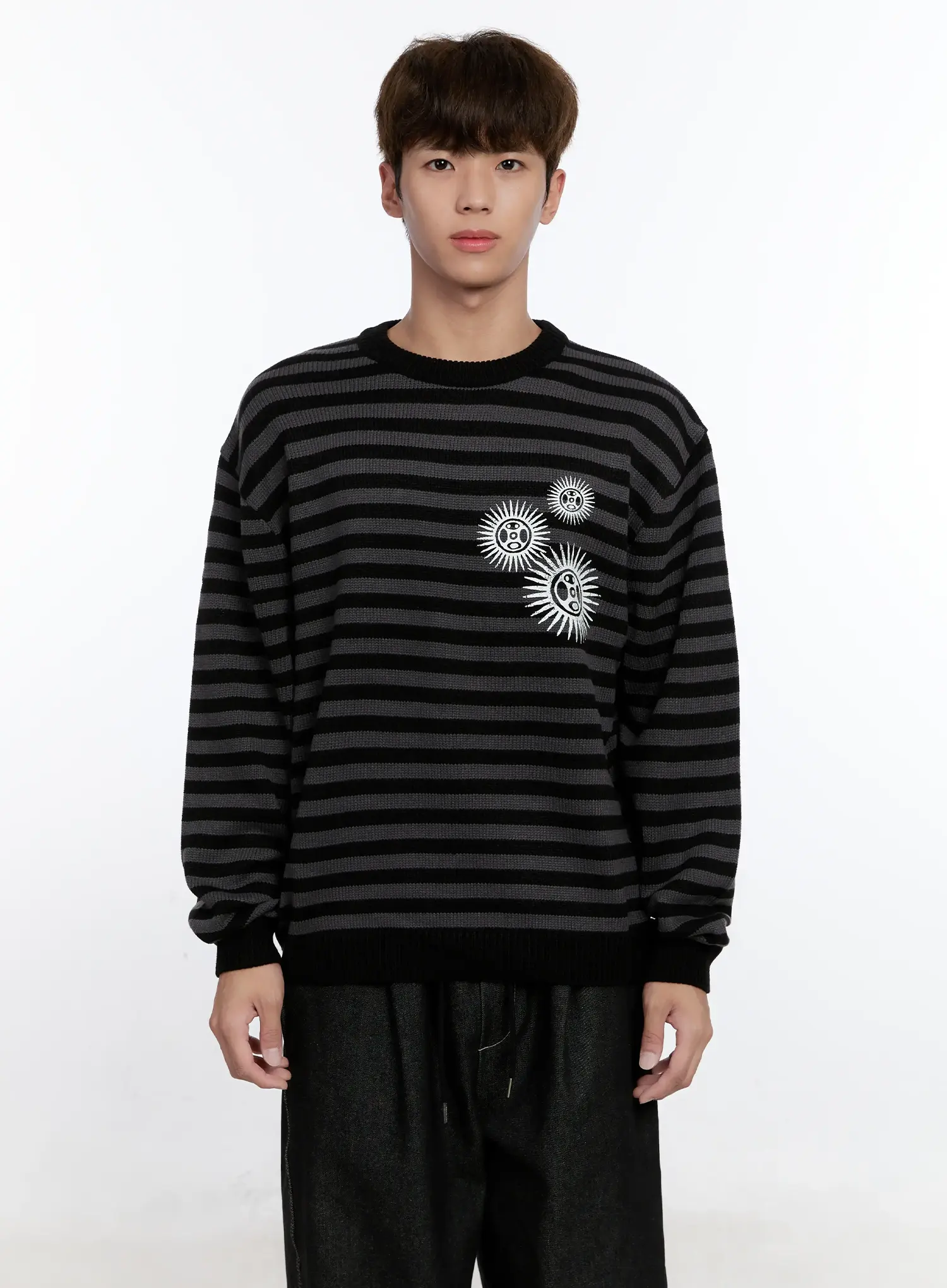 Men's Sunburst Striped Knit Sweater IS529 - Image 15