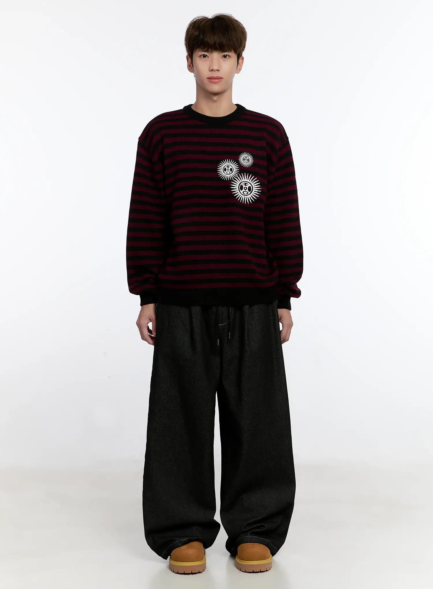Men's Sunburst Striped Knit Sweater IS529 - Image 3