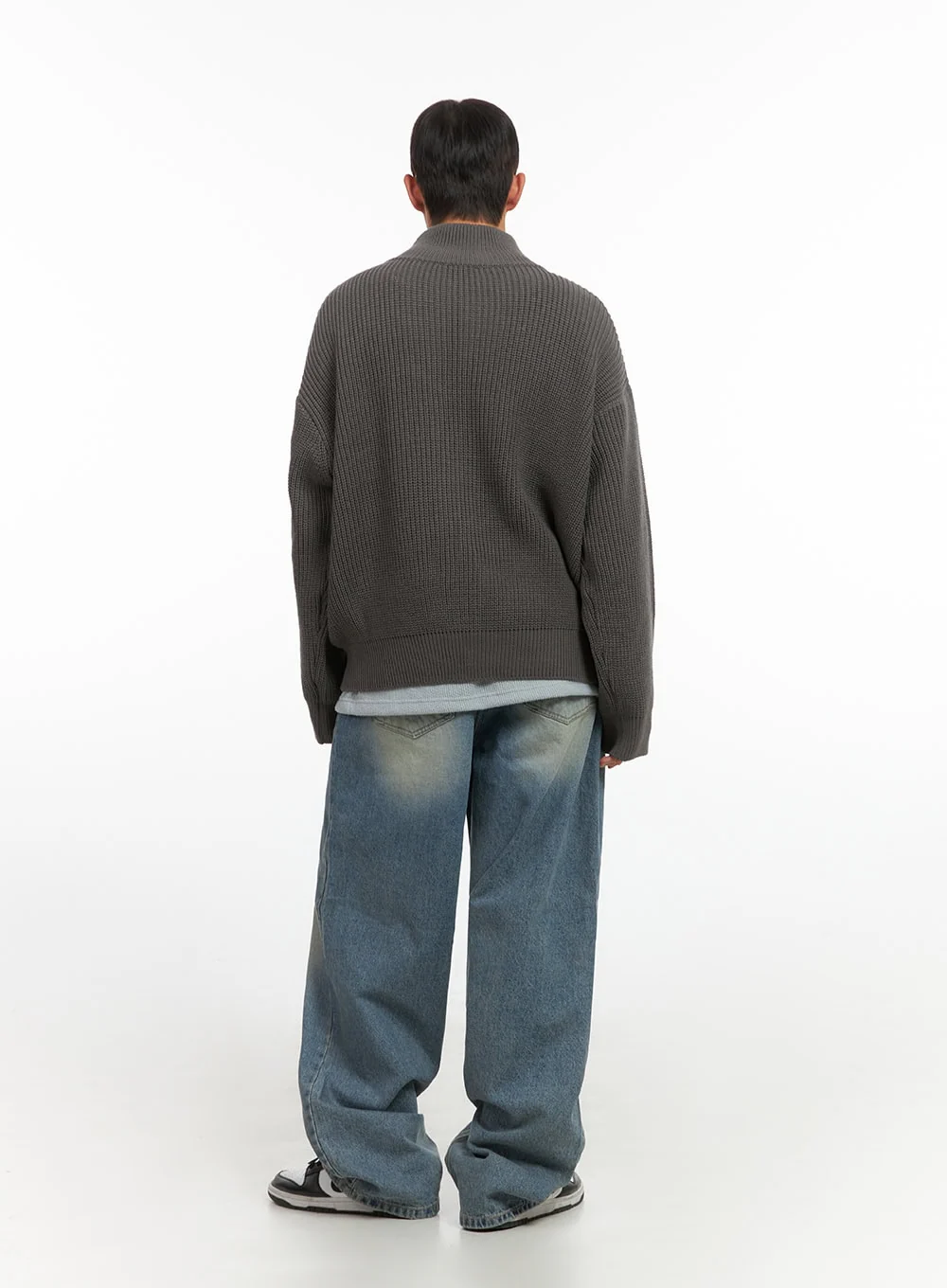Men's Turtle Neck Cable Zip-Up Knit IO420 - Image 10