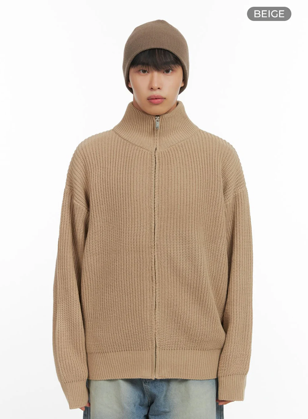 Men's Turtle Neck Cable Zip-Up Knit IO420 - Image 13