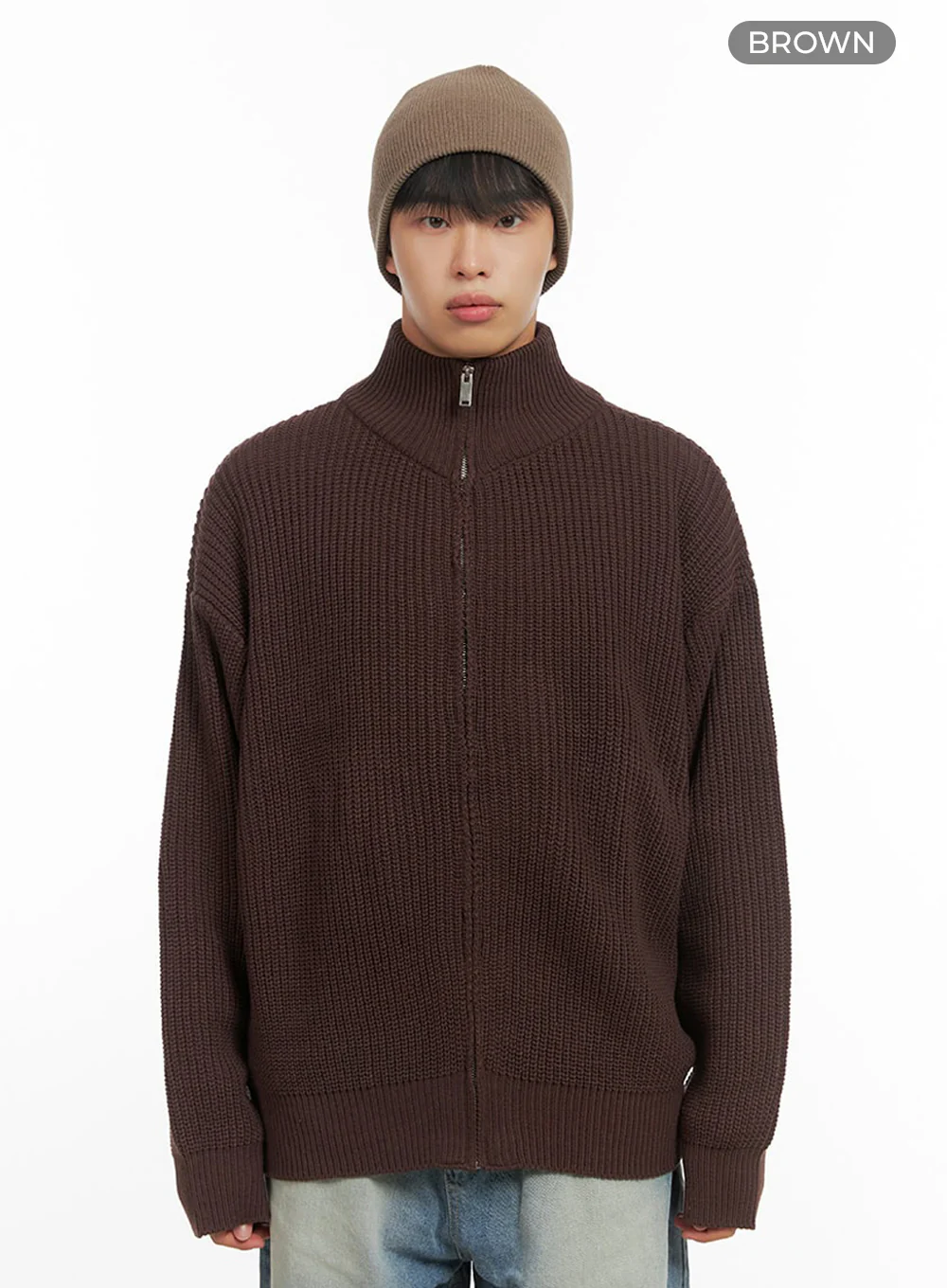 Men's Turtle Neck Cable Zip-Up Knit IO420 - Image 14