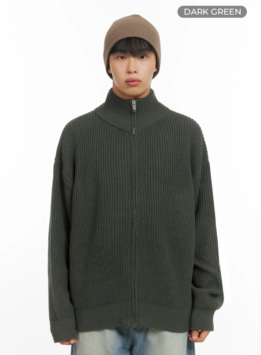 Men's Turtle Neck Cable Zip-Up Knit IO420 - Image 15