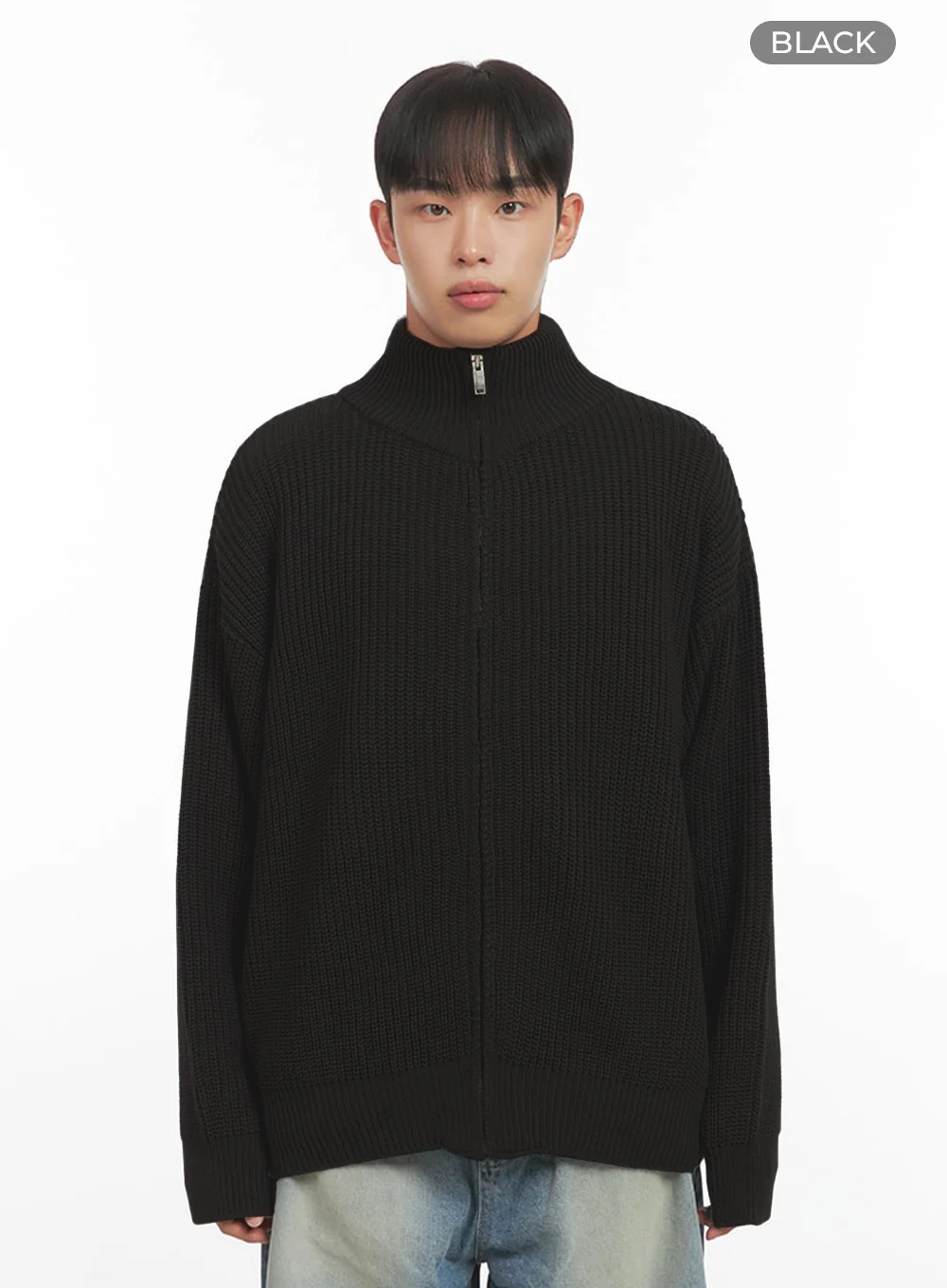 Men's Turtle Neck Cable Zip-Up Knit IO420 - Image 16