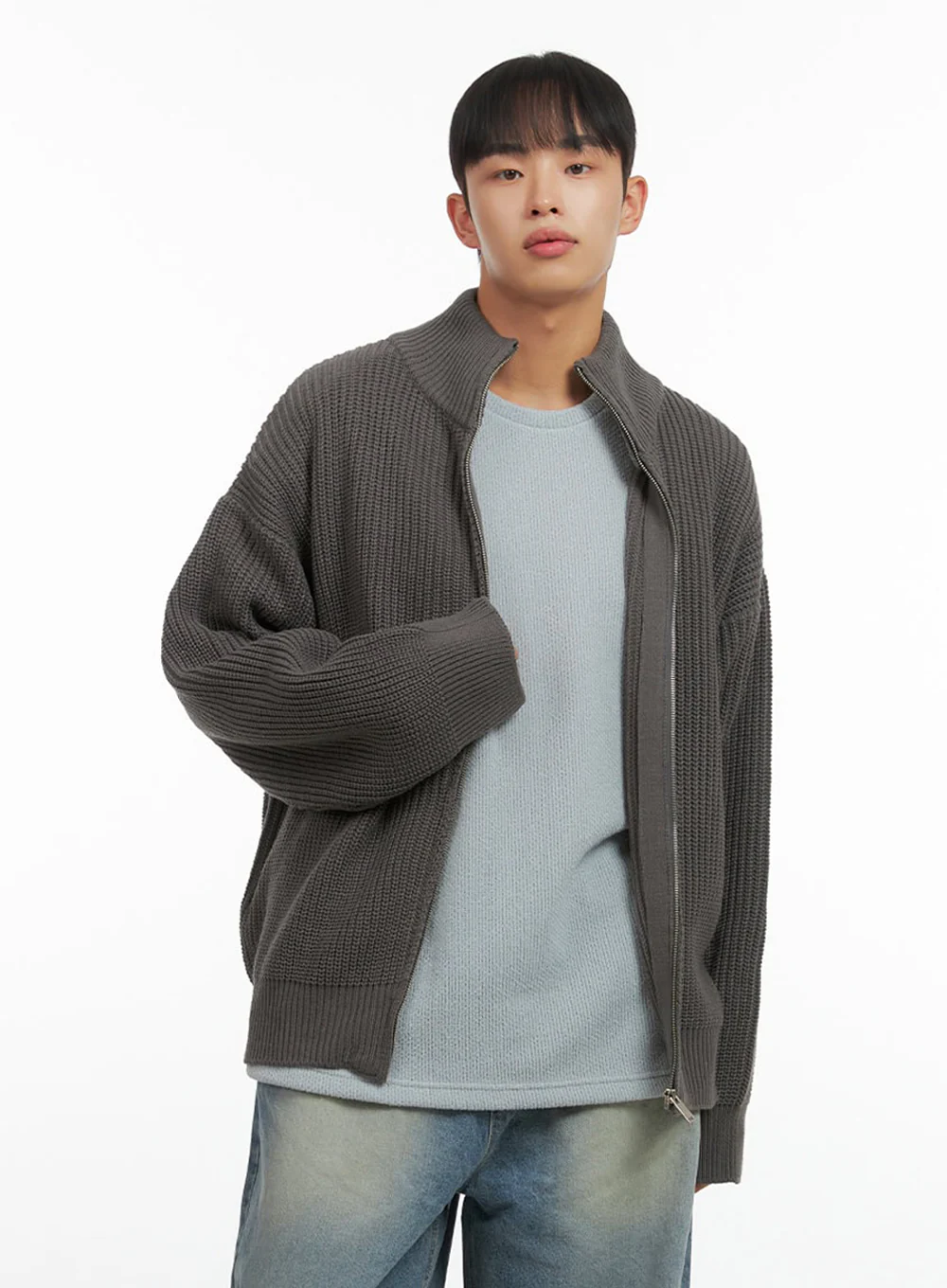 Men's Turtle Neck Cable Zip-Up Knit IO420 - Image 6
