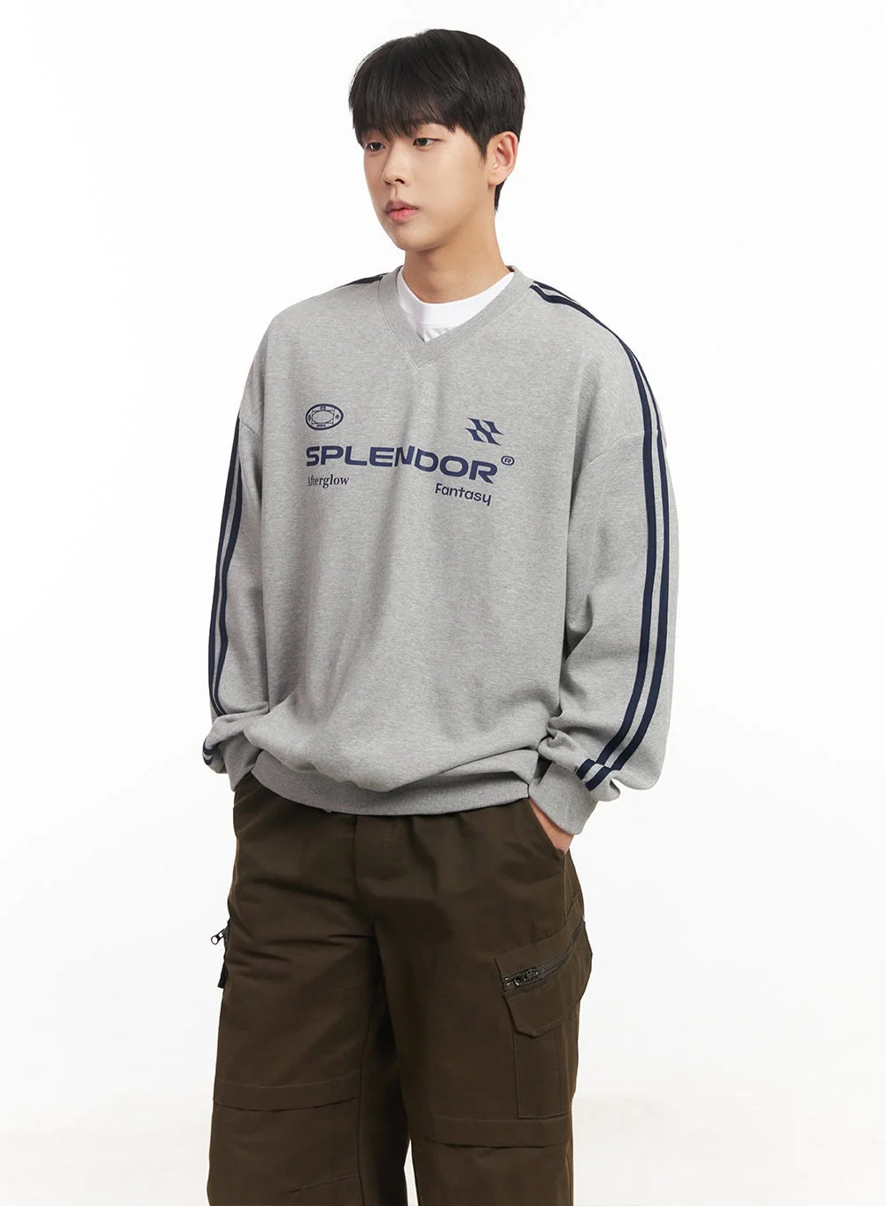 Men's V-Neck Graphic Sweatshirt IM528 - Image 3