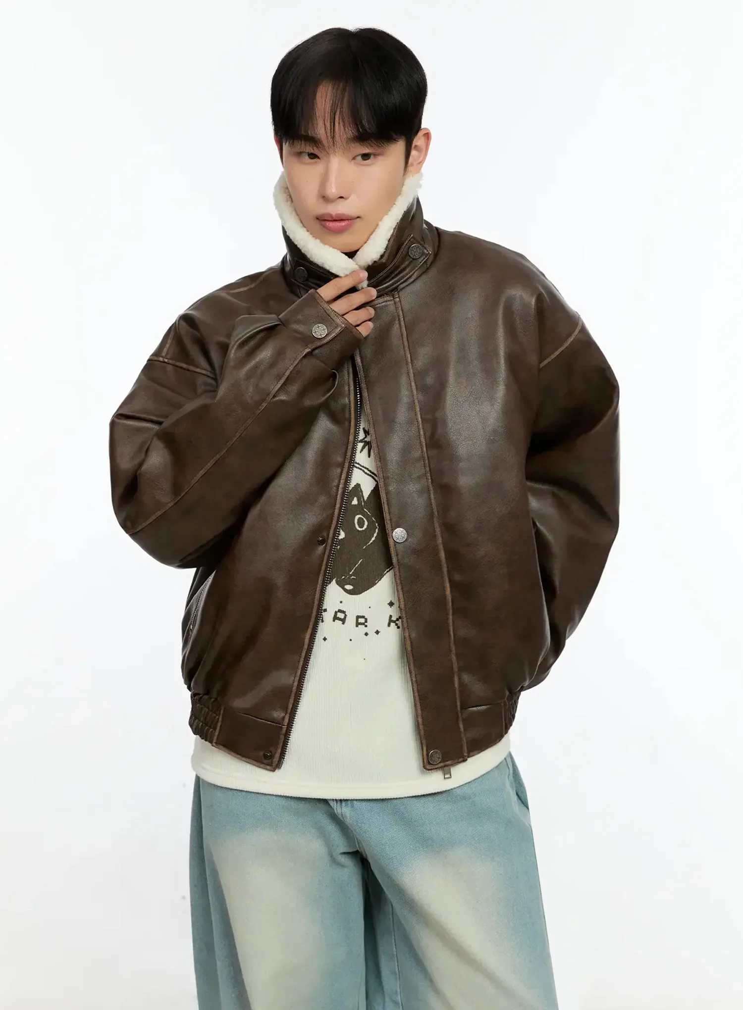 Men's Vintage Faux-Leather Mustang Jacket IN525 - Image 2