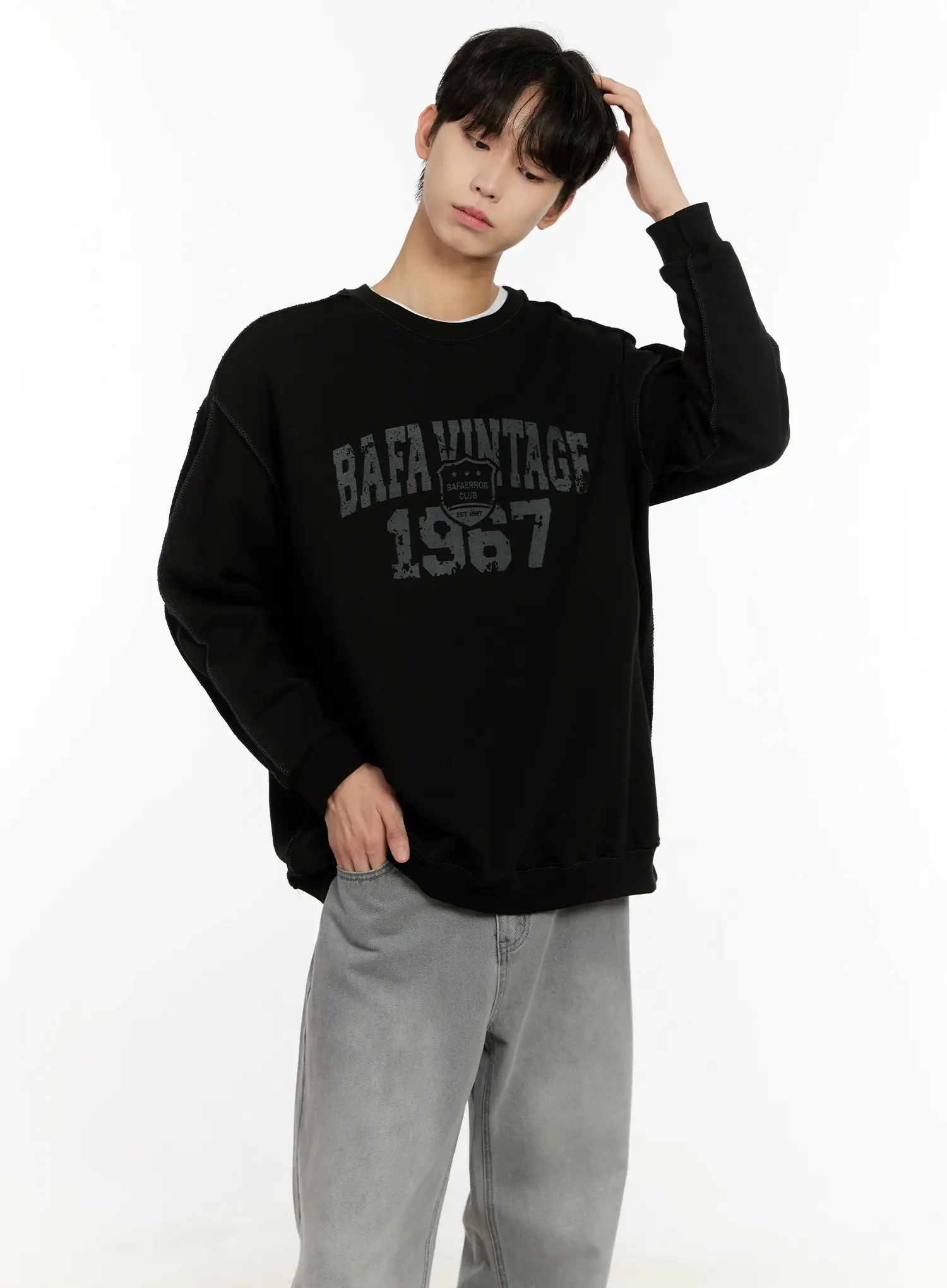 Men's Vintage Graphic Crewneck Sweatshirt IO531 - Image 7