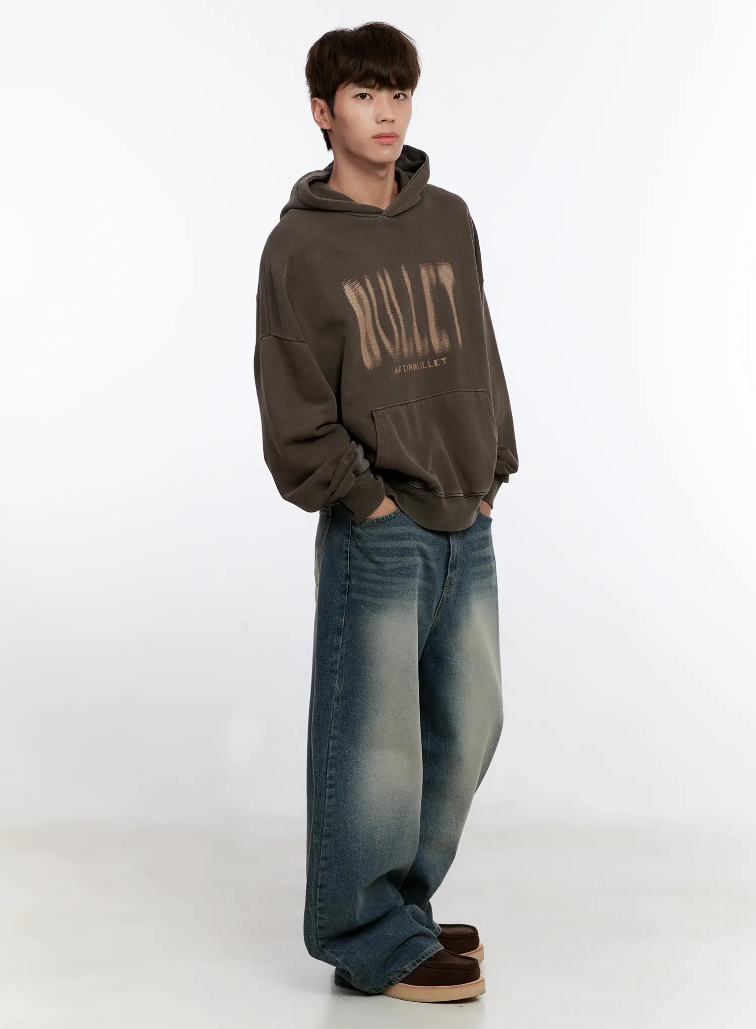 Men's Vintage Wash Baggy Jeans IS529 - Image 13