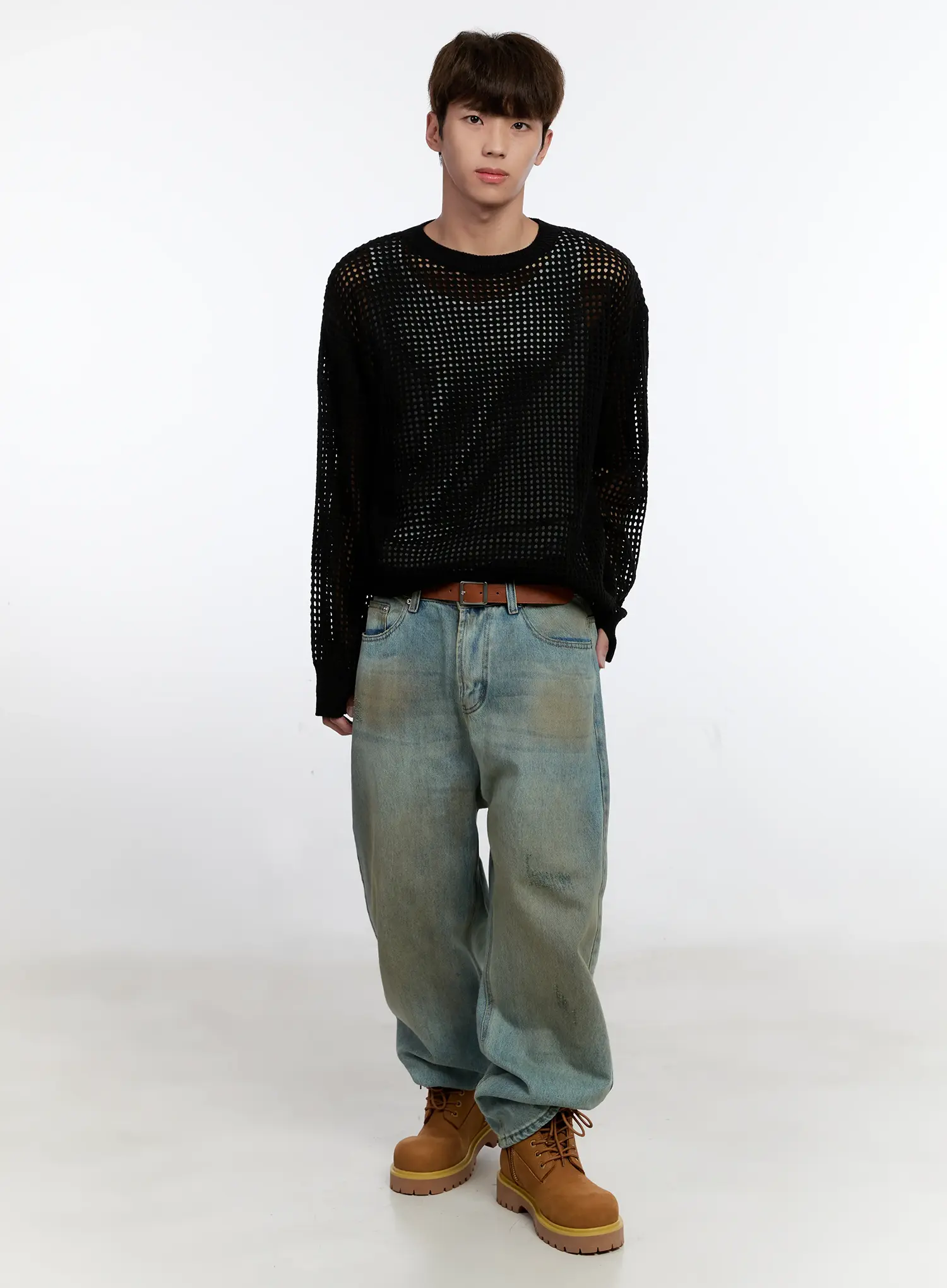 Men's Vintage Wash Wide Fit Jeans IS529 - Image 14