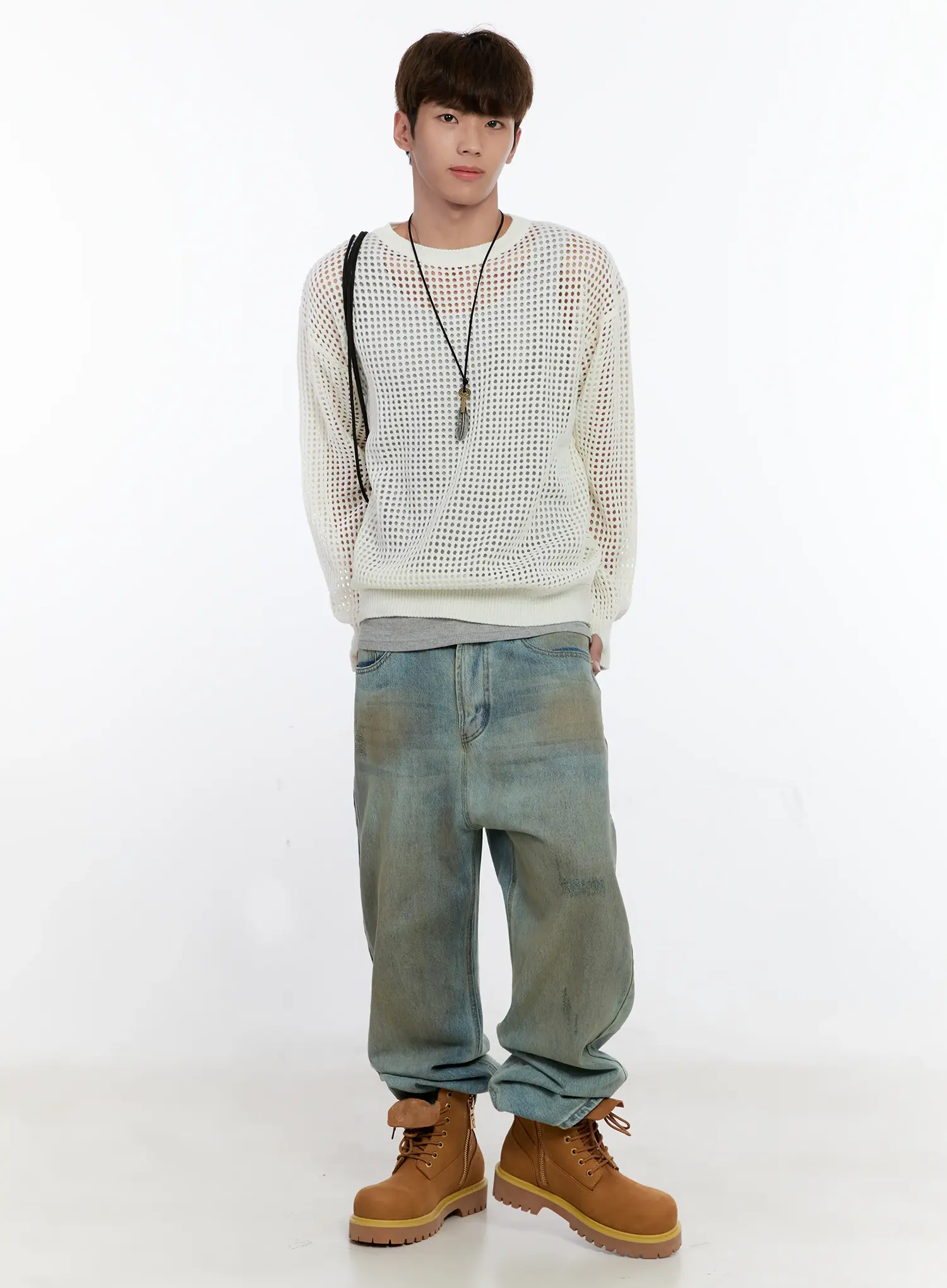 Men's Vintage Wash Wide Fit Jeans IS529 - Image 3
