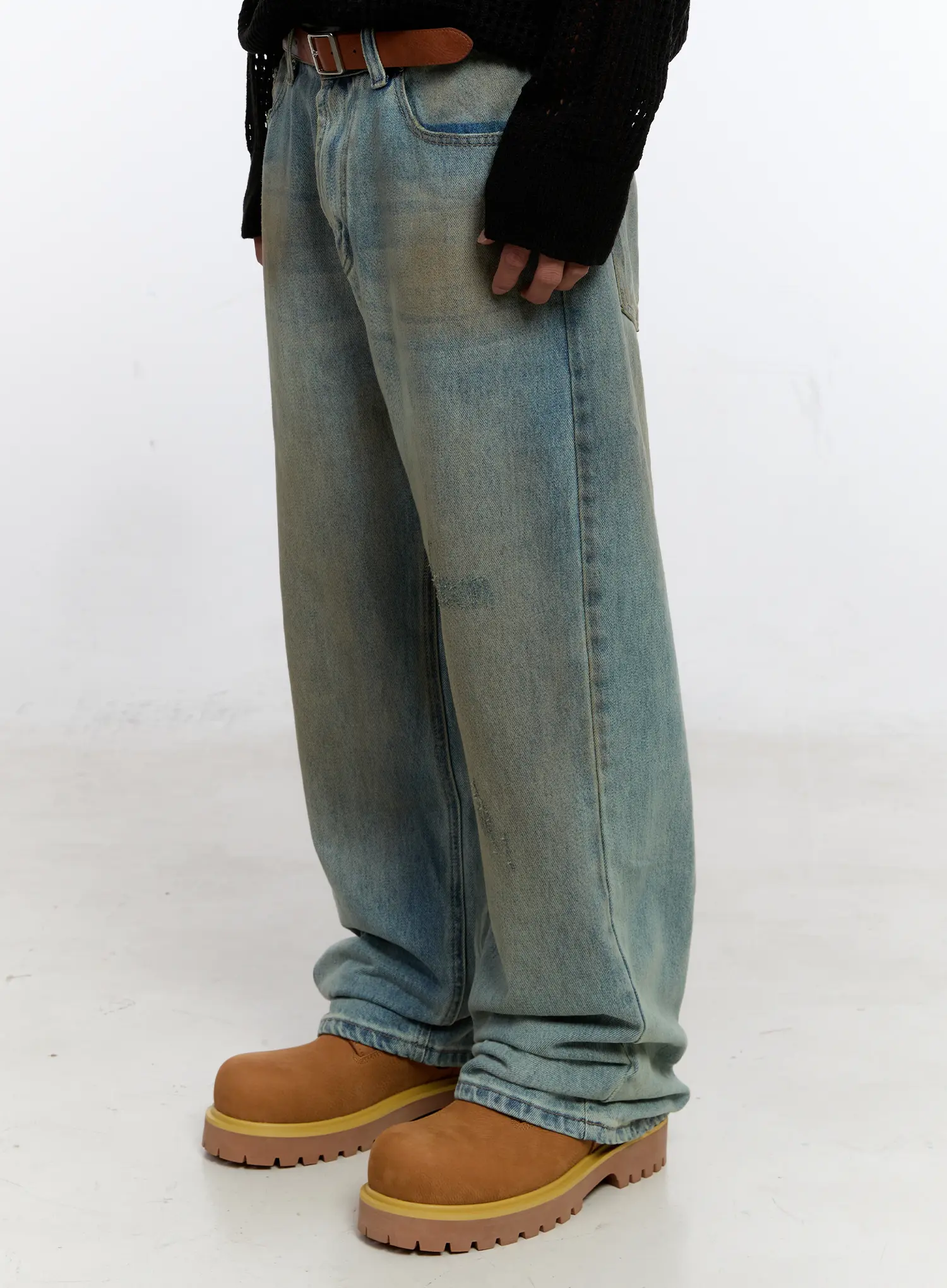Men's Vintage Wash Wide Fit Jeans IS529 - Image 5