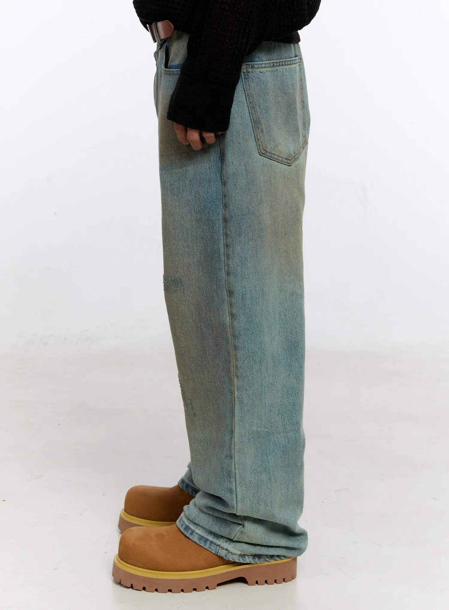Men's Vintage Wash Wide Fit Jeans IS529 - Image 6