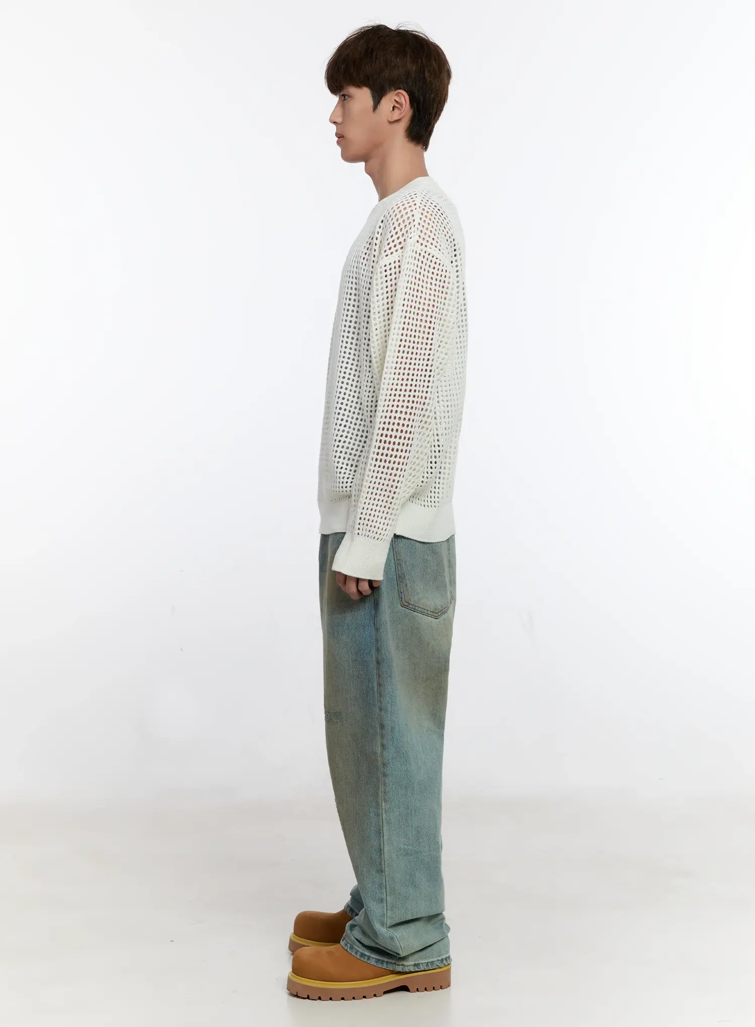 Men's Vintage Wash Wide Fit Jeans IS529 - Image 8
