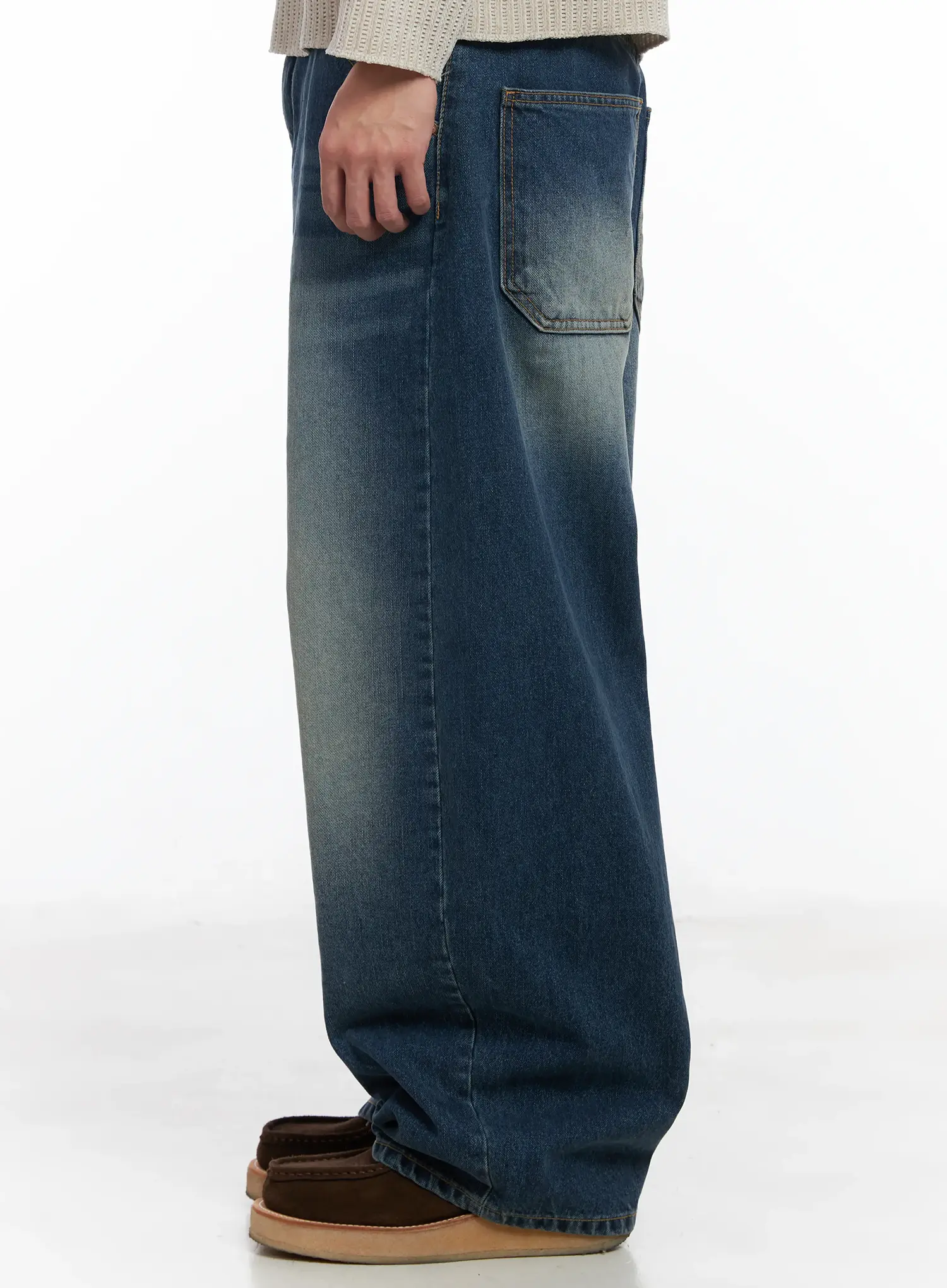 Men's Vintage Wash Wide-Leg Jeans IF516 - Image 5