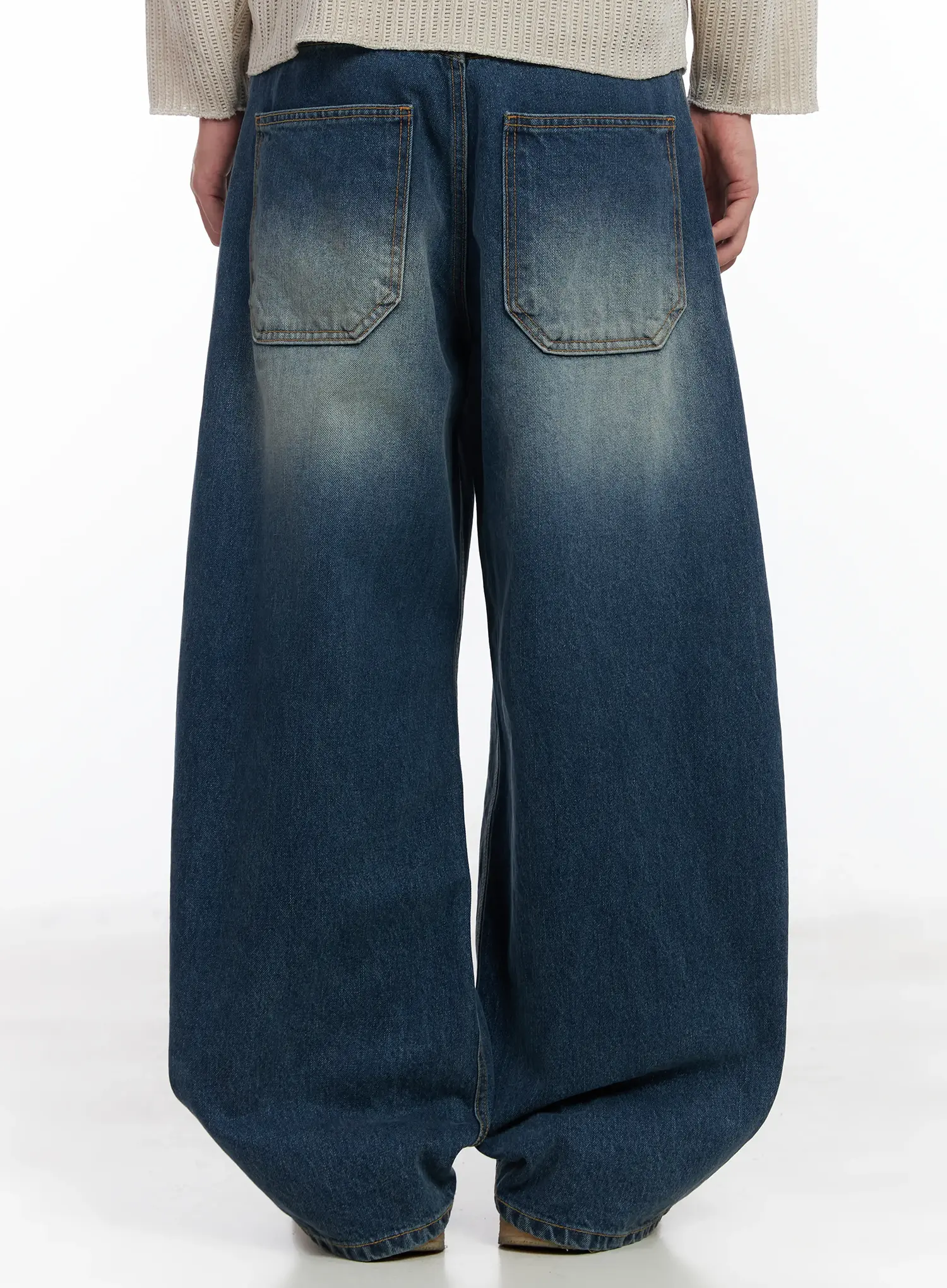 Men's Vintage Wash Wide-Leg Jeans IF516 - Image 6