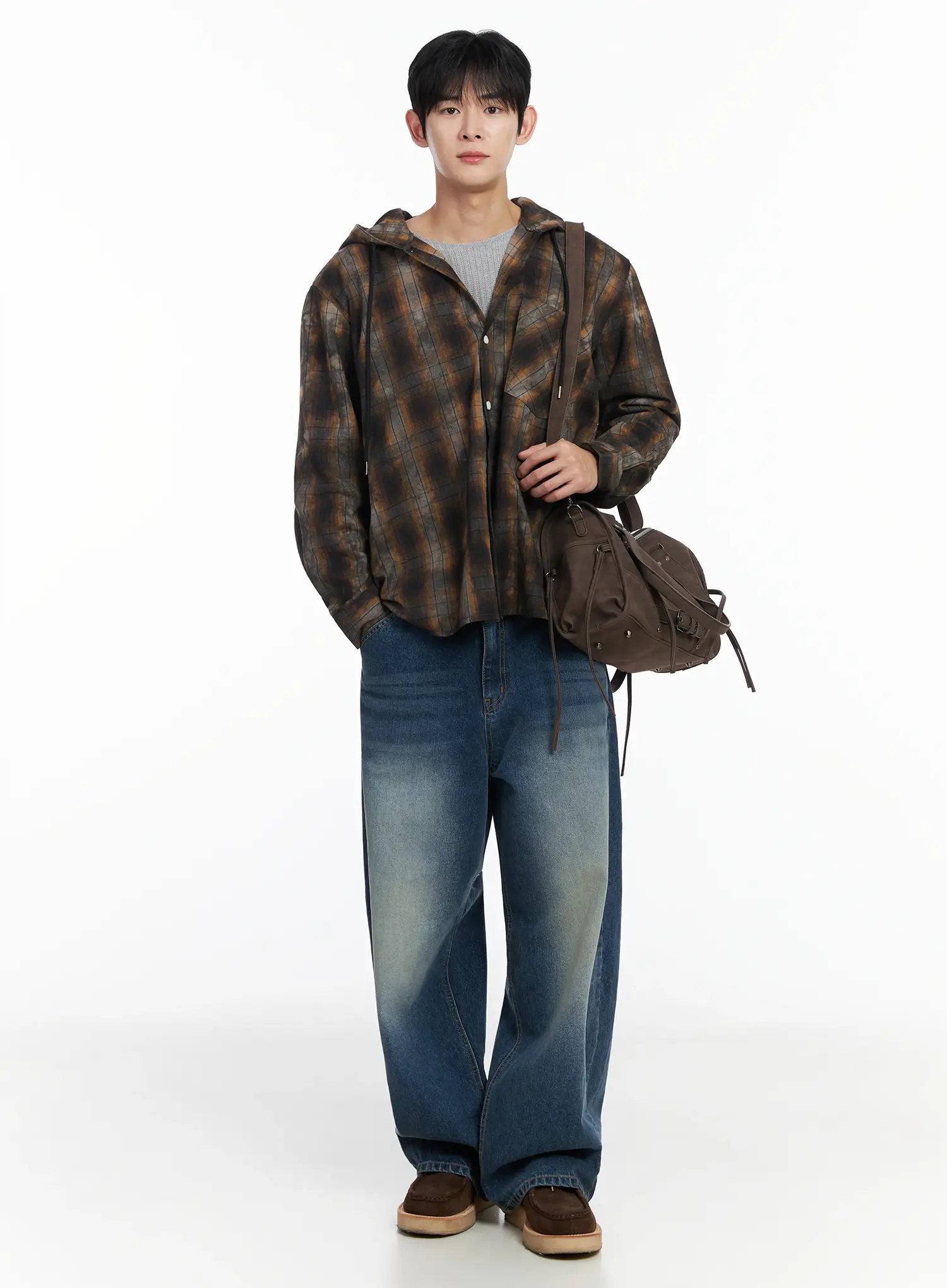 Men's Vintage Wash Wide-Leg Jeans IF516 - Image 8