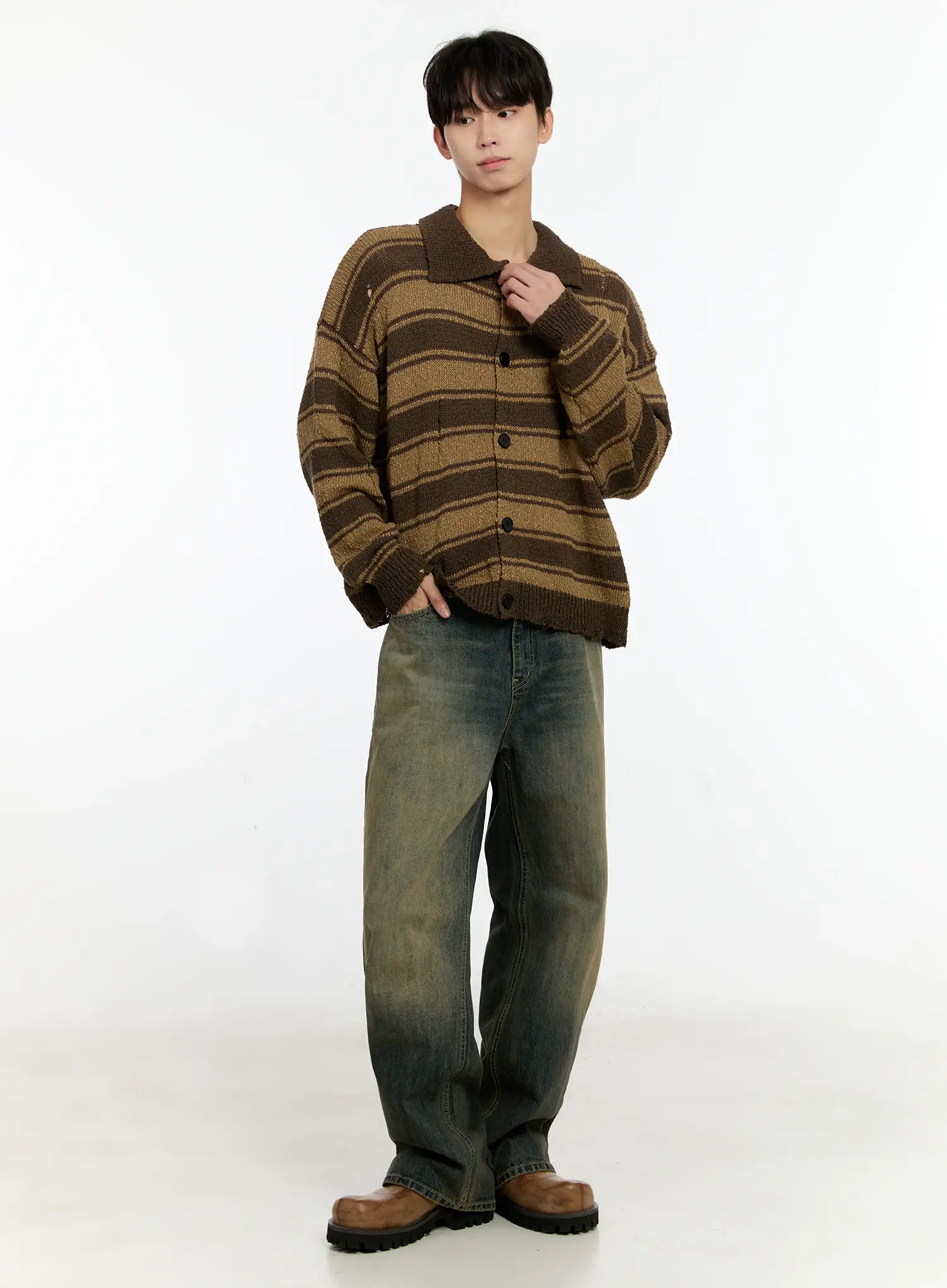 Men's Vintage Washed Baggy Jeans IN503 - Image 7