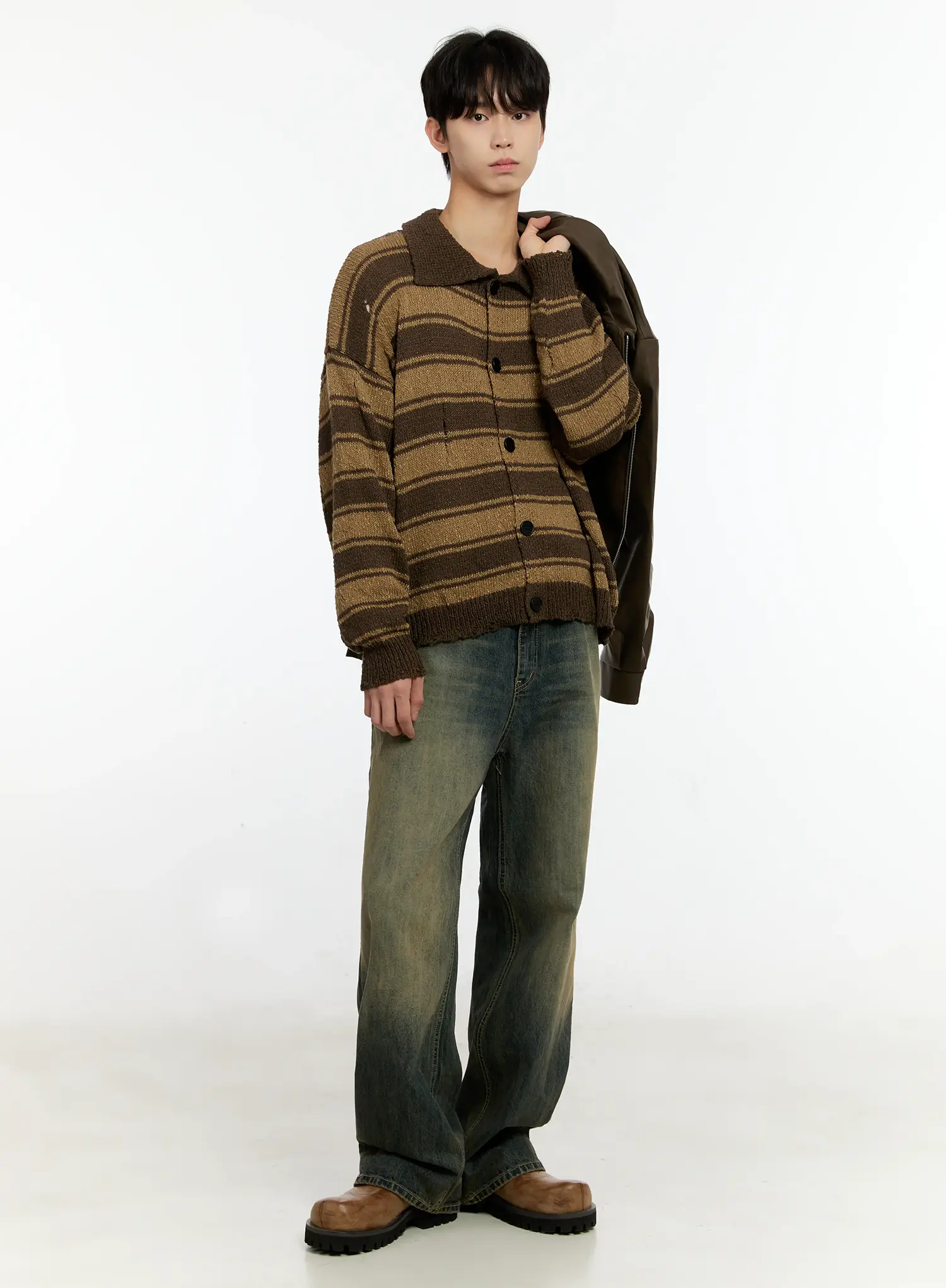 Men's Vintage Washed Baggy Jeans IN503 - Image 8