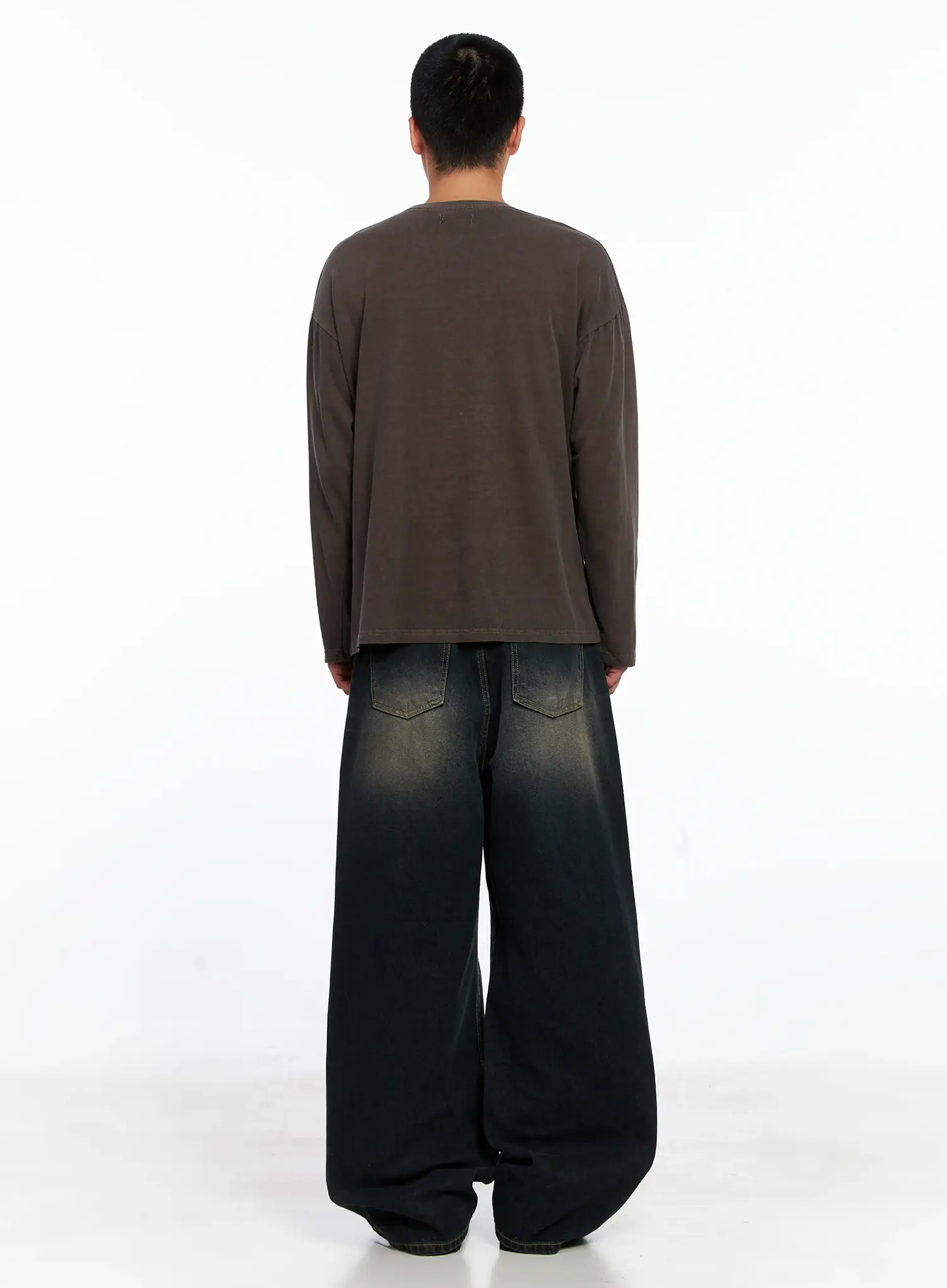 Men's Vintage Washed Wide-Leg Jeans IS509 - Image 10