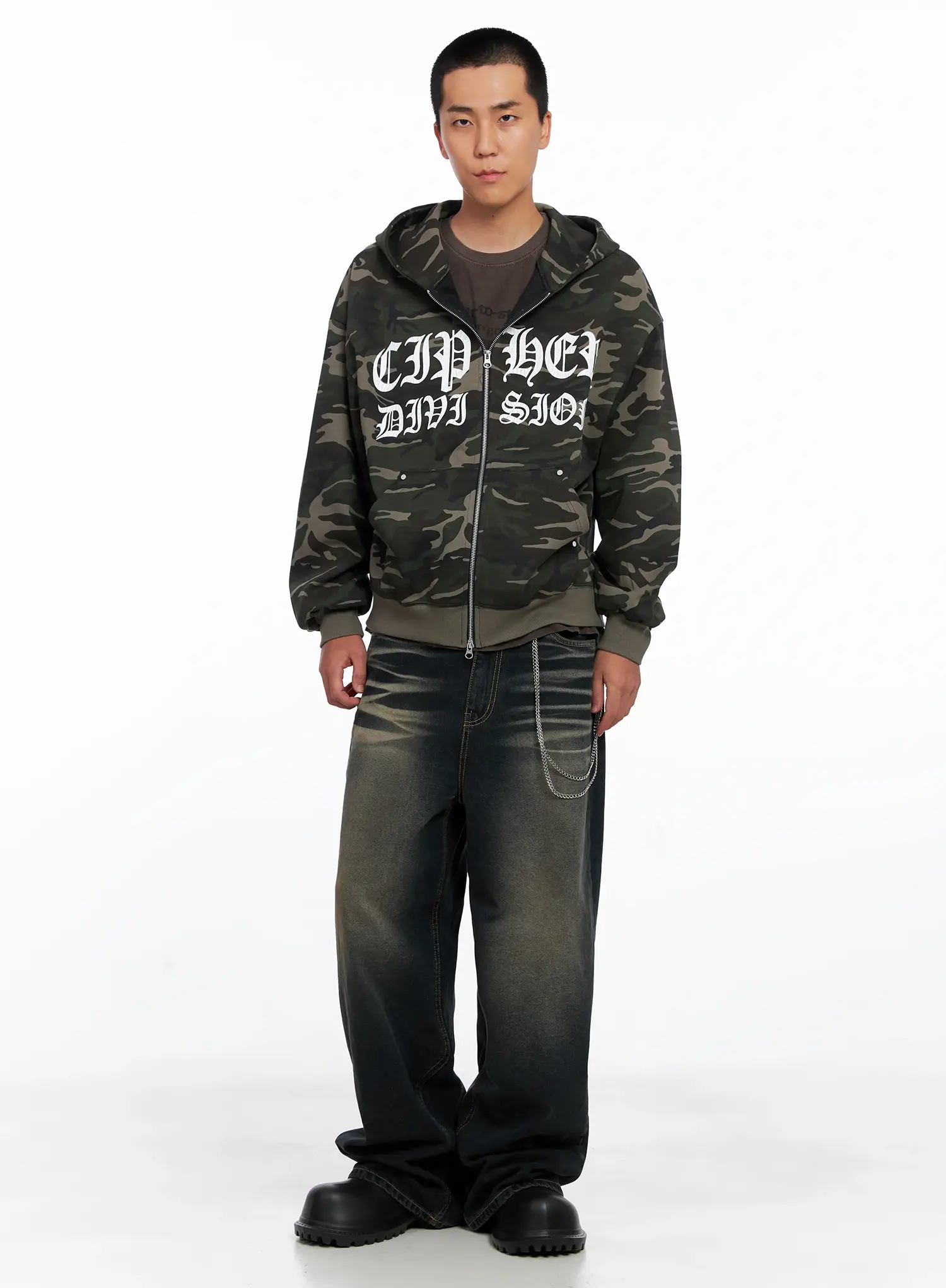 Men's Vintage Washed Wide-Leg Jeans IS509 - Image 11