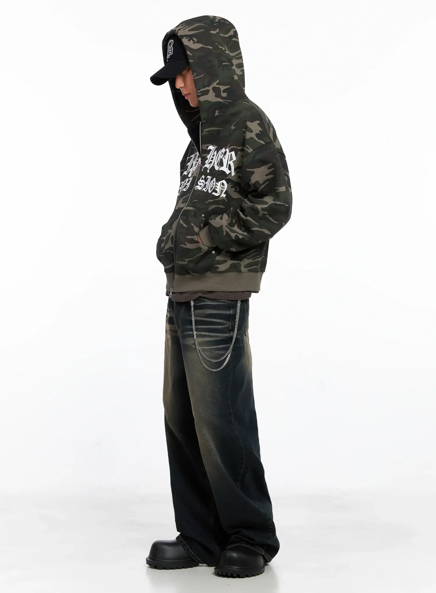 Men's Vintage Washed Wide-Leg Jeans IS509 - Image 12