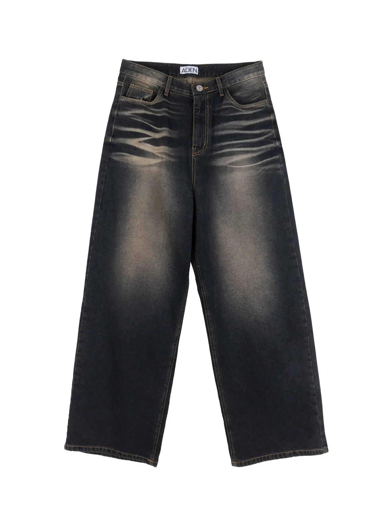 Men's Vintage Washed Wide-Leg Jeans IS509 - Image 15