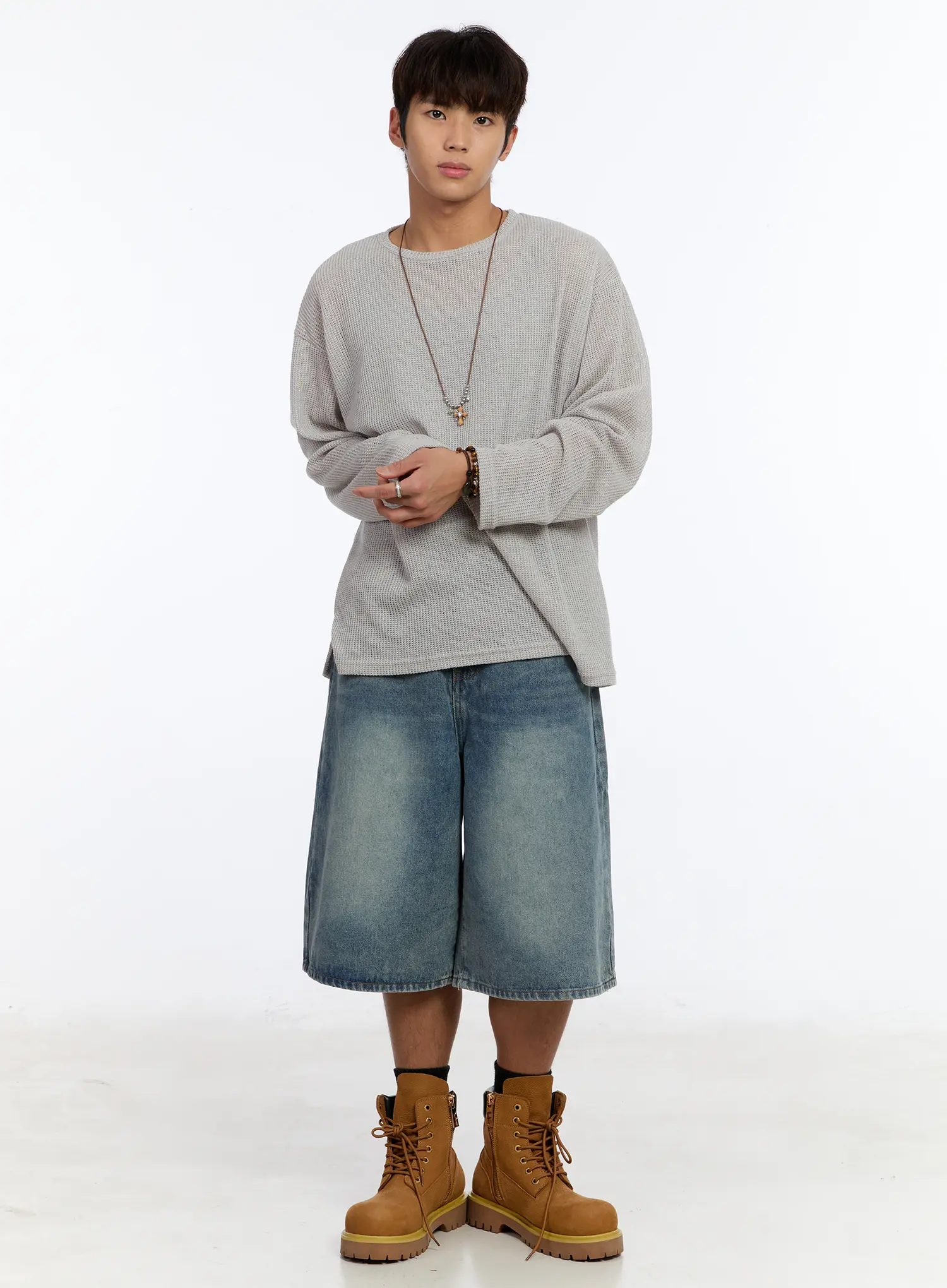 Men's Waffle Knit Long Sleeve Top IM530 - Image 7