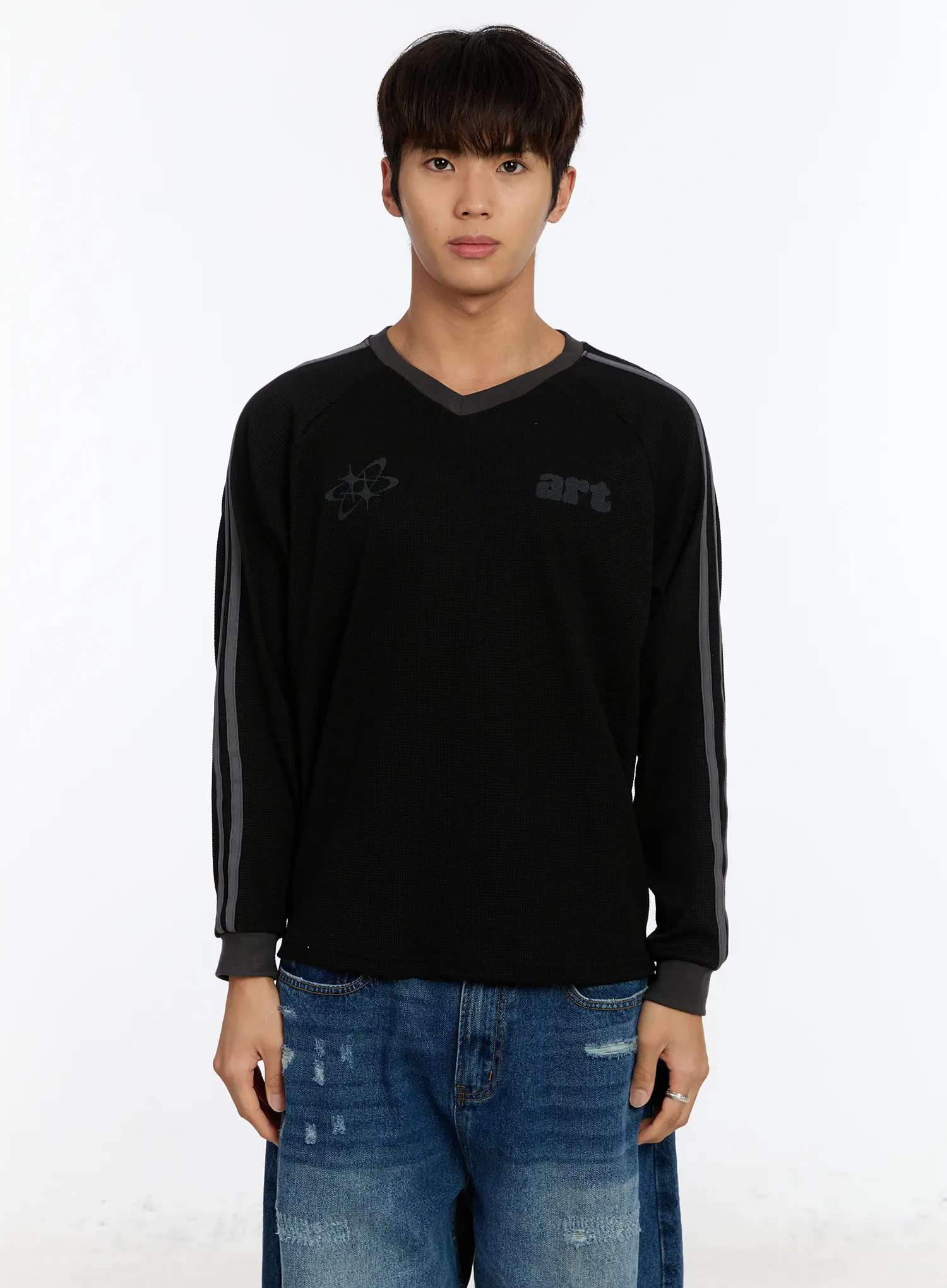 Men's Waffle Knit Track Long Sleeve Tee IM530 - Image 8