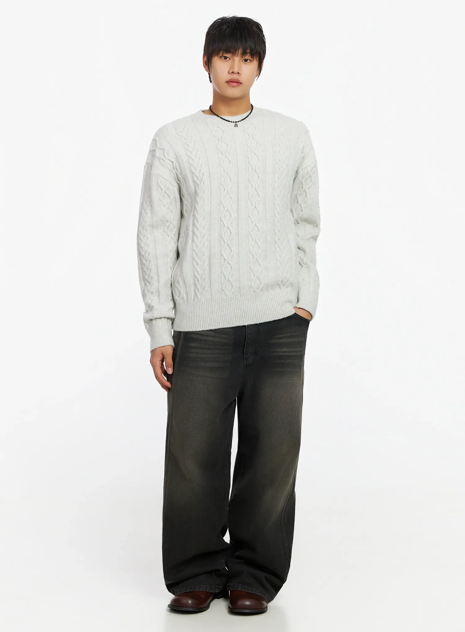 Men's Washed Baggy Jeans IF503 - Image 8